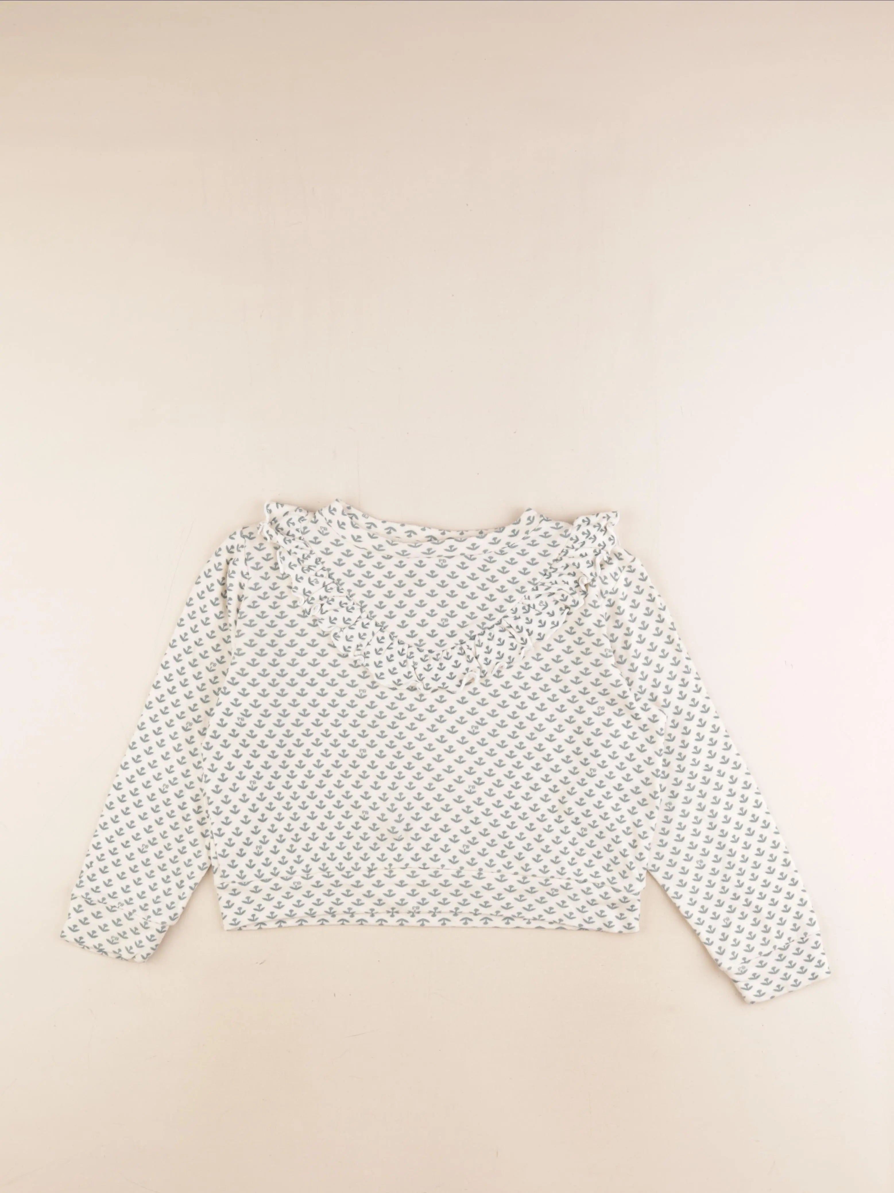 Petit Bateau - sweat blanc, vert - 8 ans