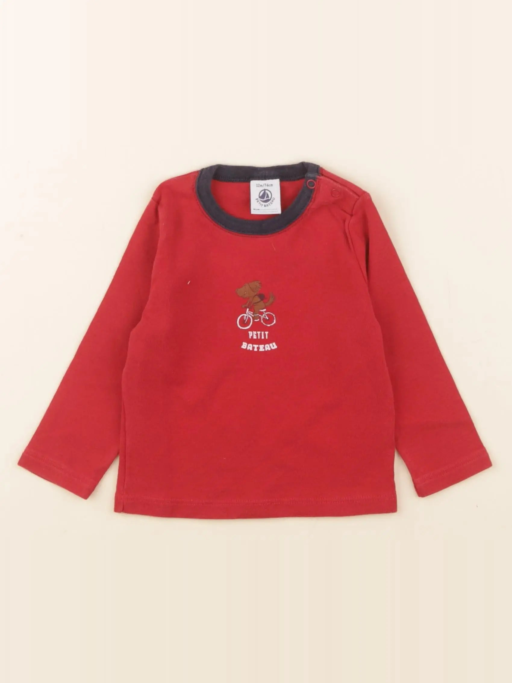 Petit Bateau - tee-shirt rouge - 12 mois