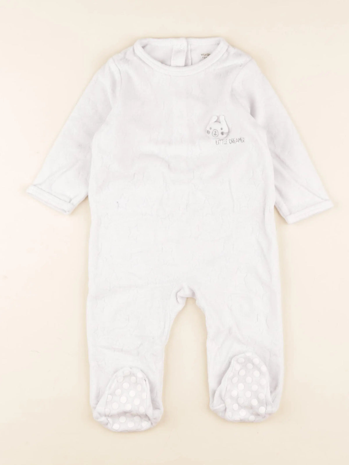 Vertbaudet - pyjama velours blanc - 12 mois