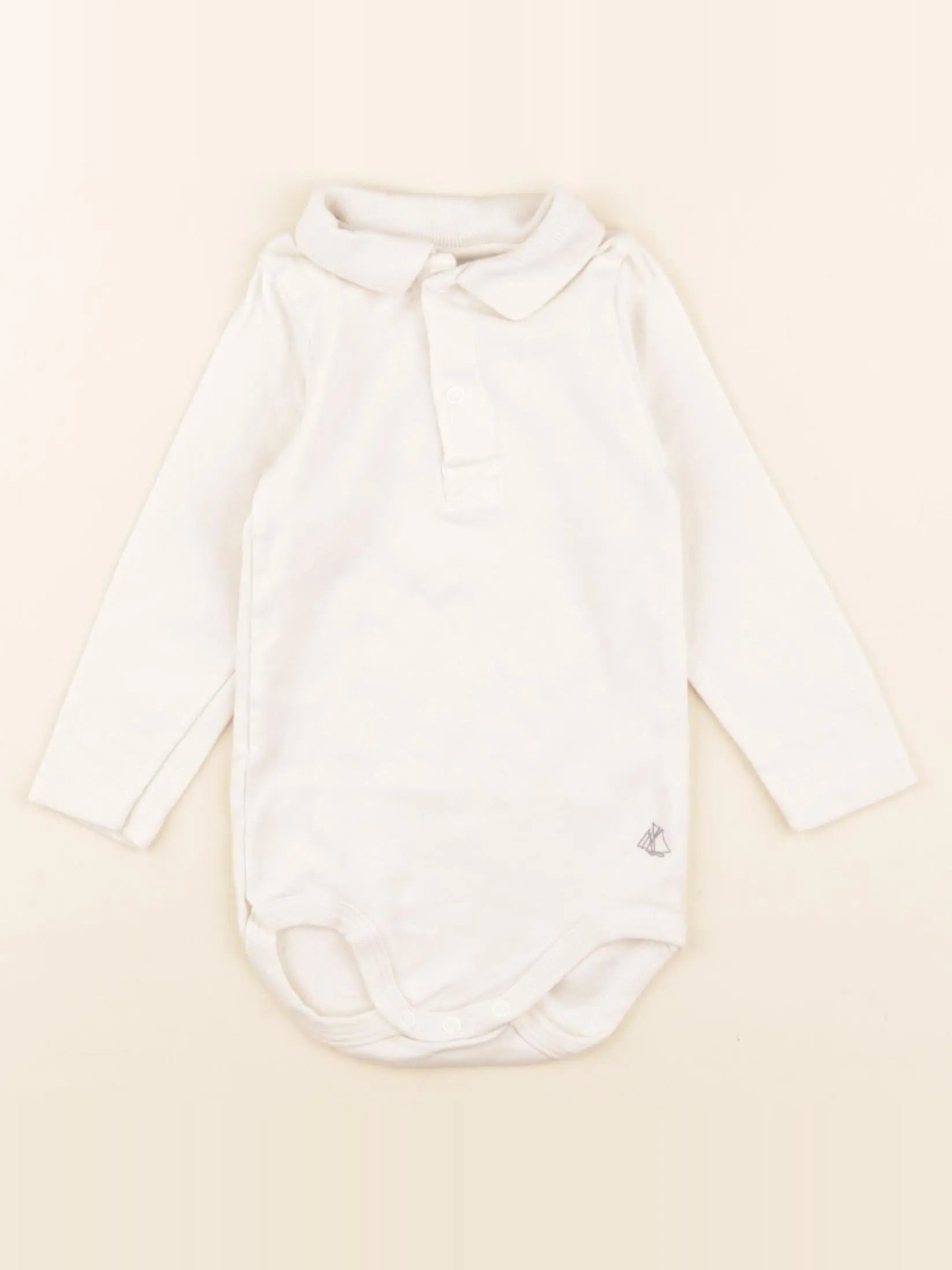 Petit Bateau - body à col blanc - 12 mois