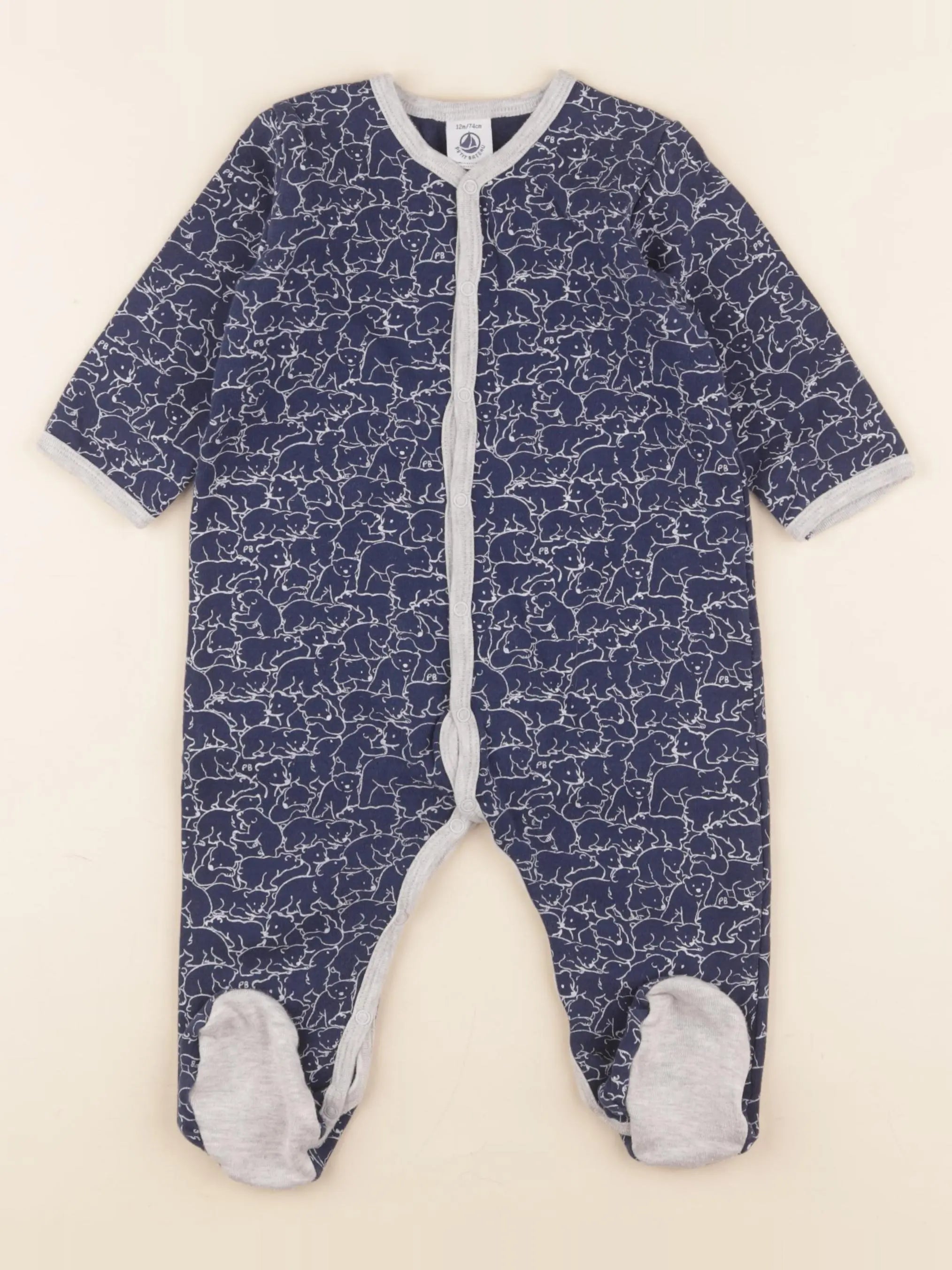 Petit Bateau - pyjama coton bleu - 12 mois