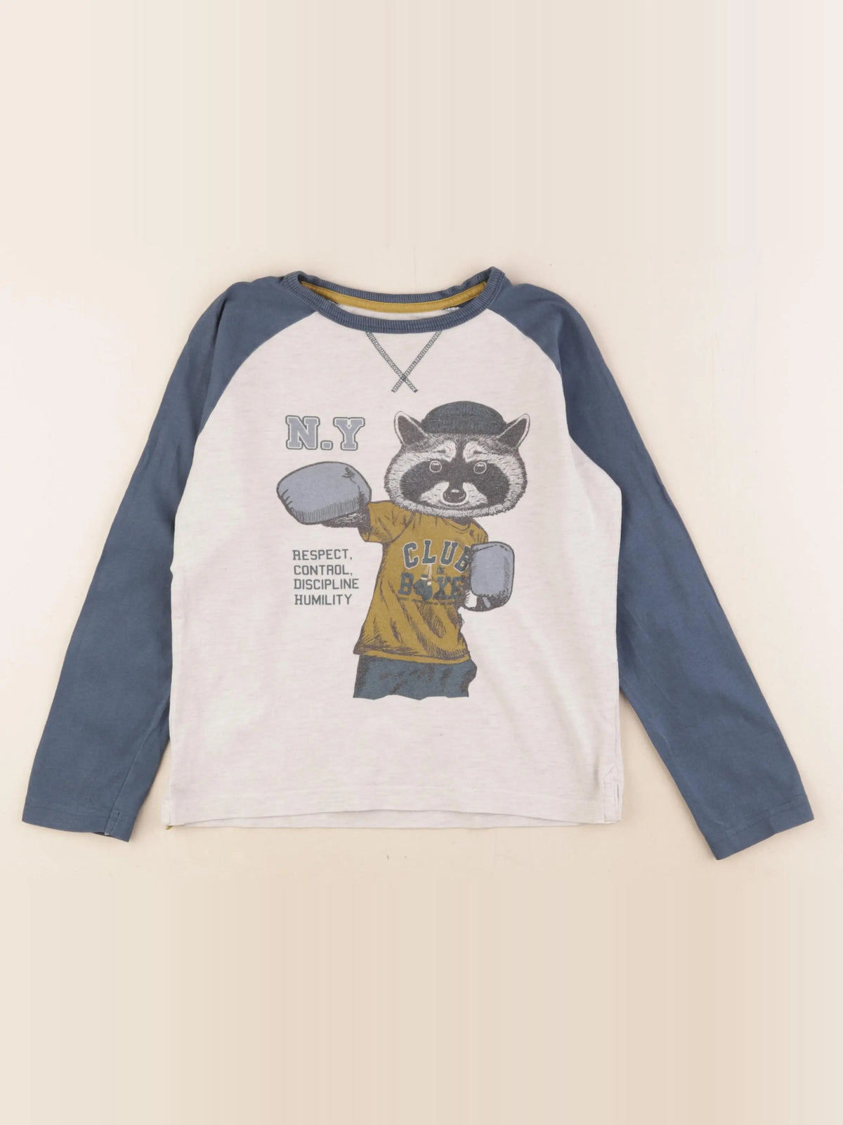 Vertbaudet - tee-shirt bleu, beige - 8 ans