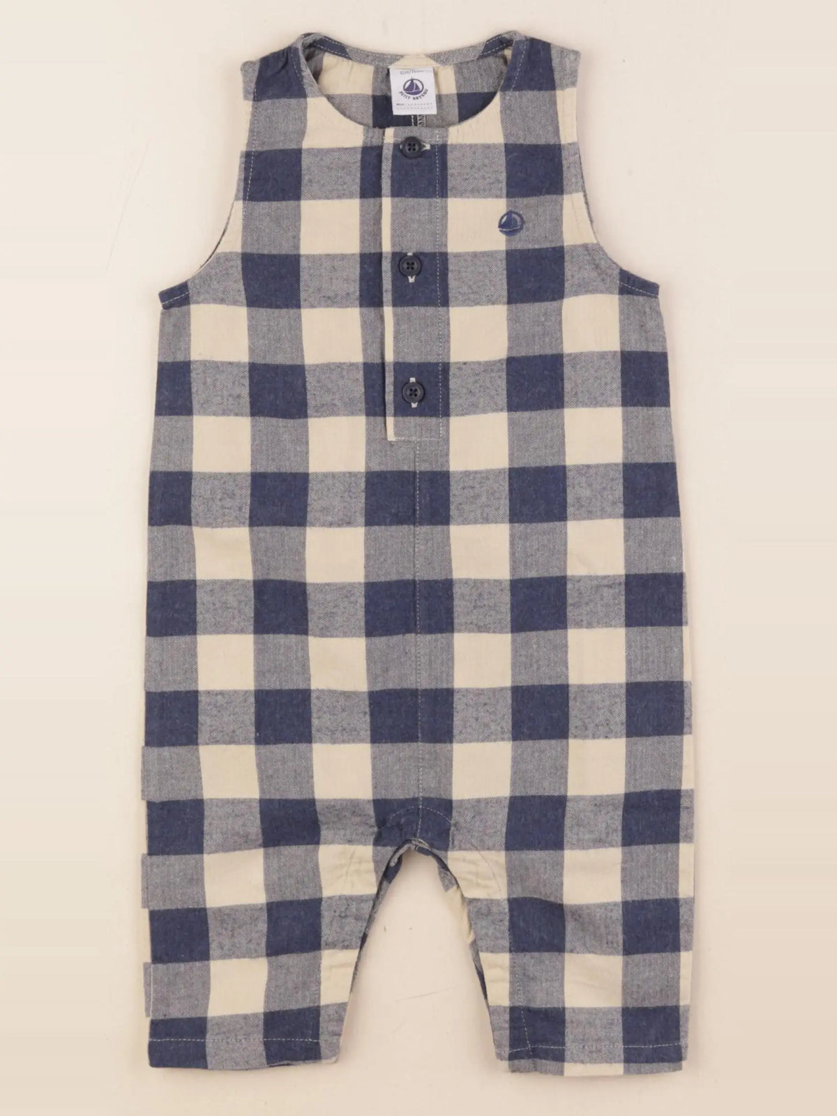 Petit Bateau - combinaison bleu, beige - 12 mois