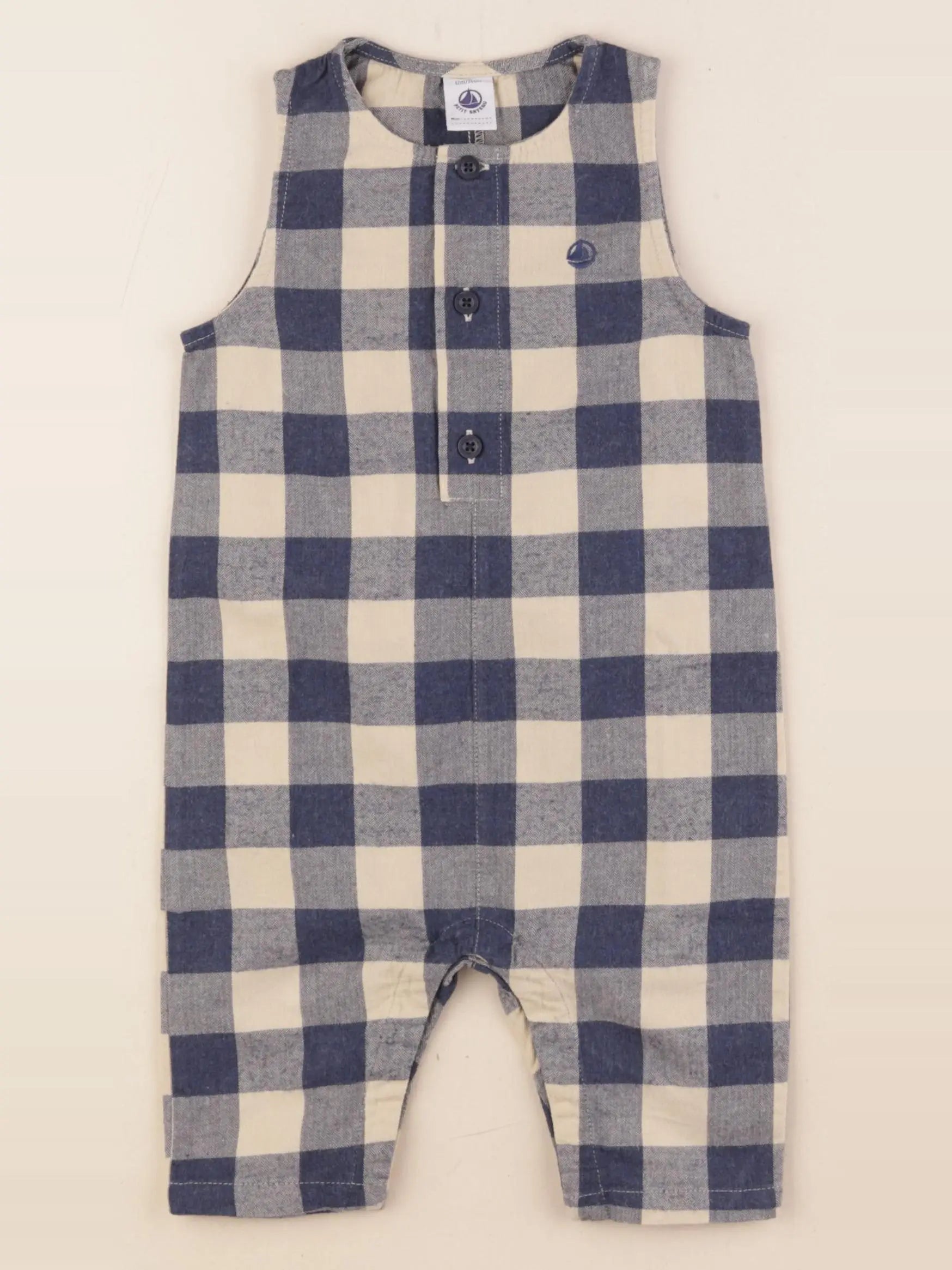 Petit Bateau - combinaison bleu, beige - 12 mois