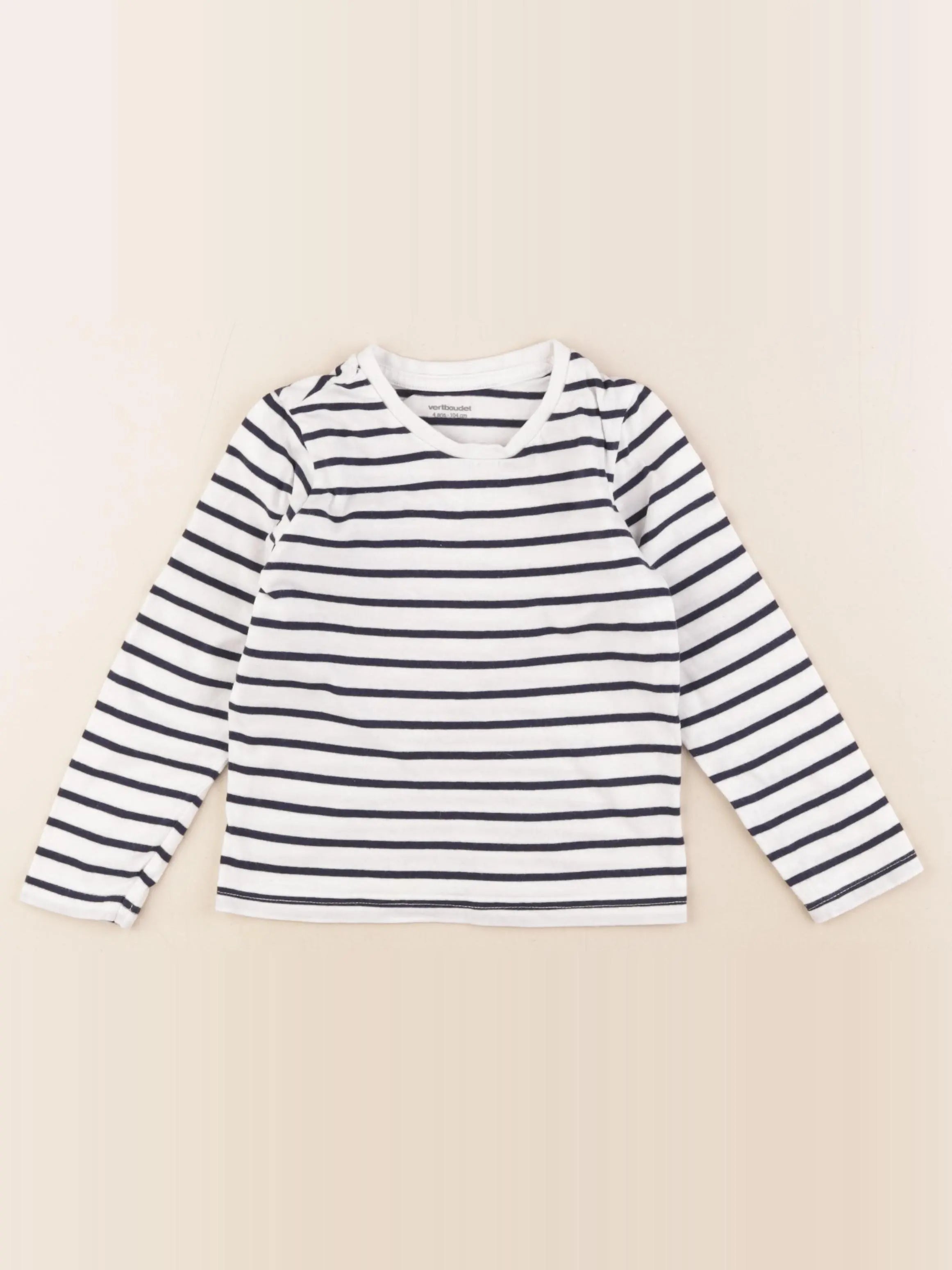 Vertbaudet - tee-shirt blanc, bleu - 4 ans