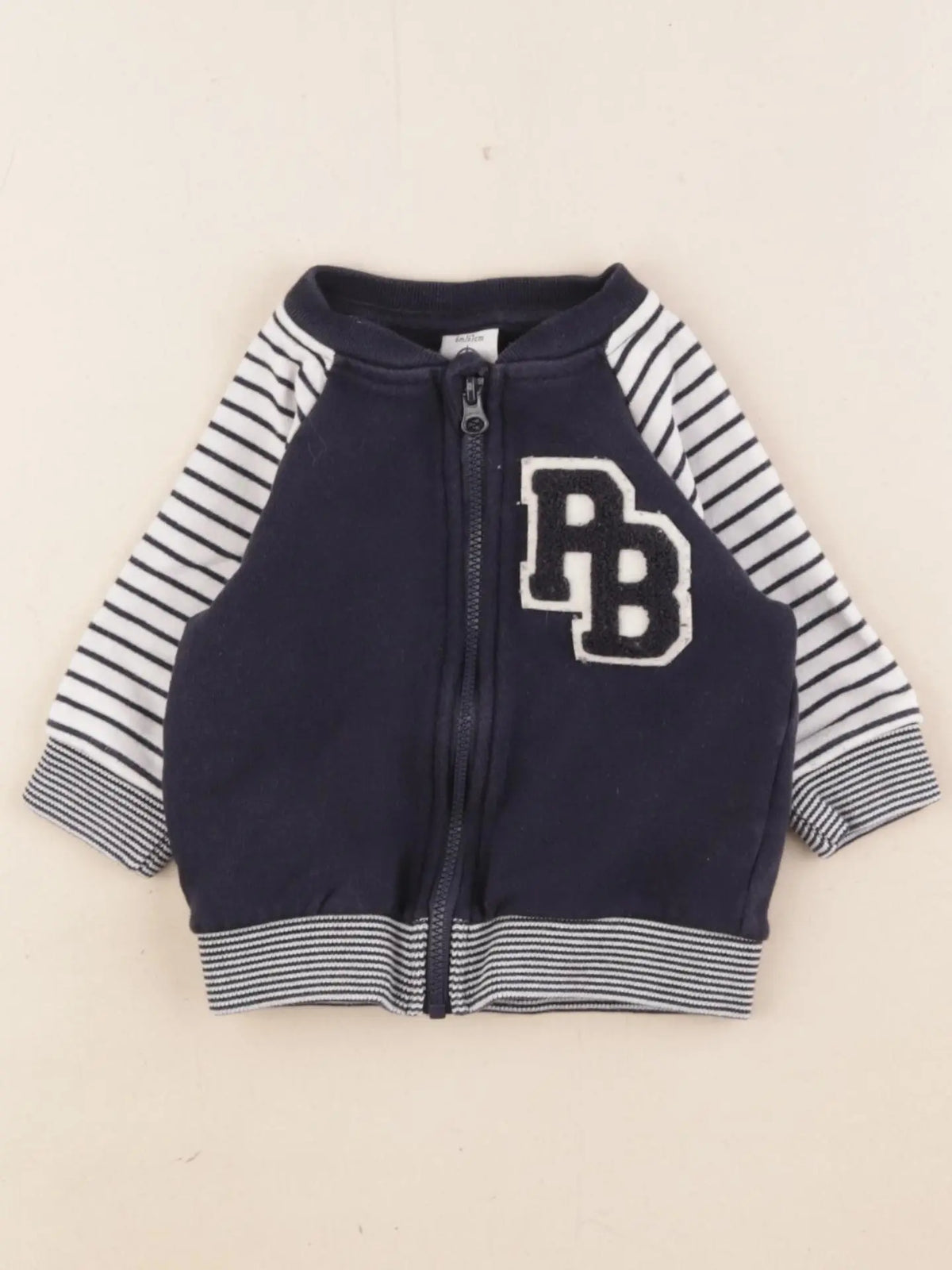 Petit Bateau - sweat bleu, blanc - 6 mois