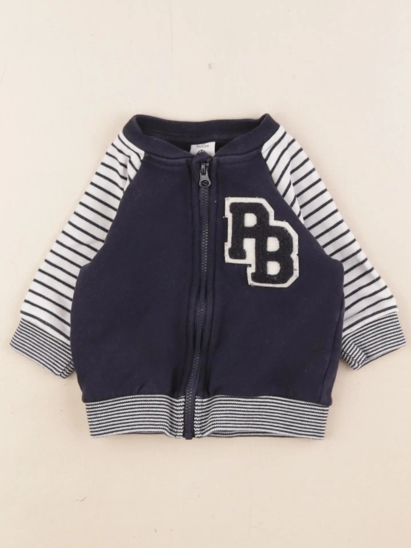 Petit Bateau - sweat bleu, blanc - 6 mois