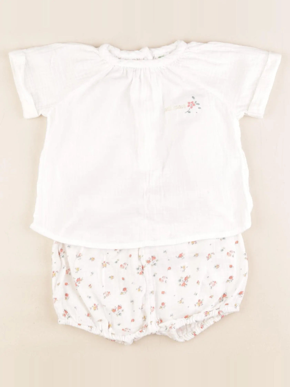 Vertbaudet - ensemble blanc, or - 18 mois