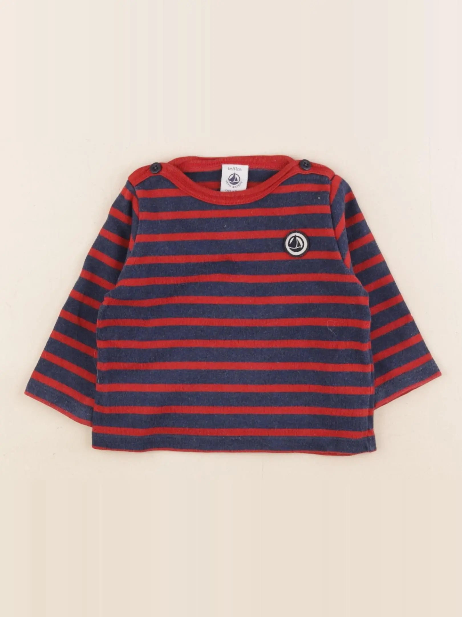 Petit Bateau - tee-shirt bleu, rouge - 6 mois