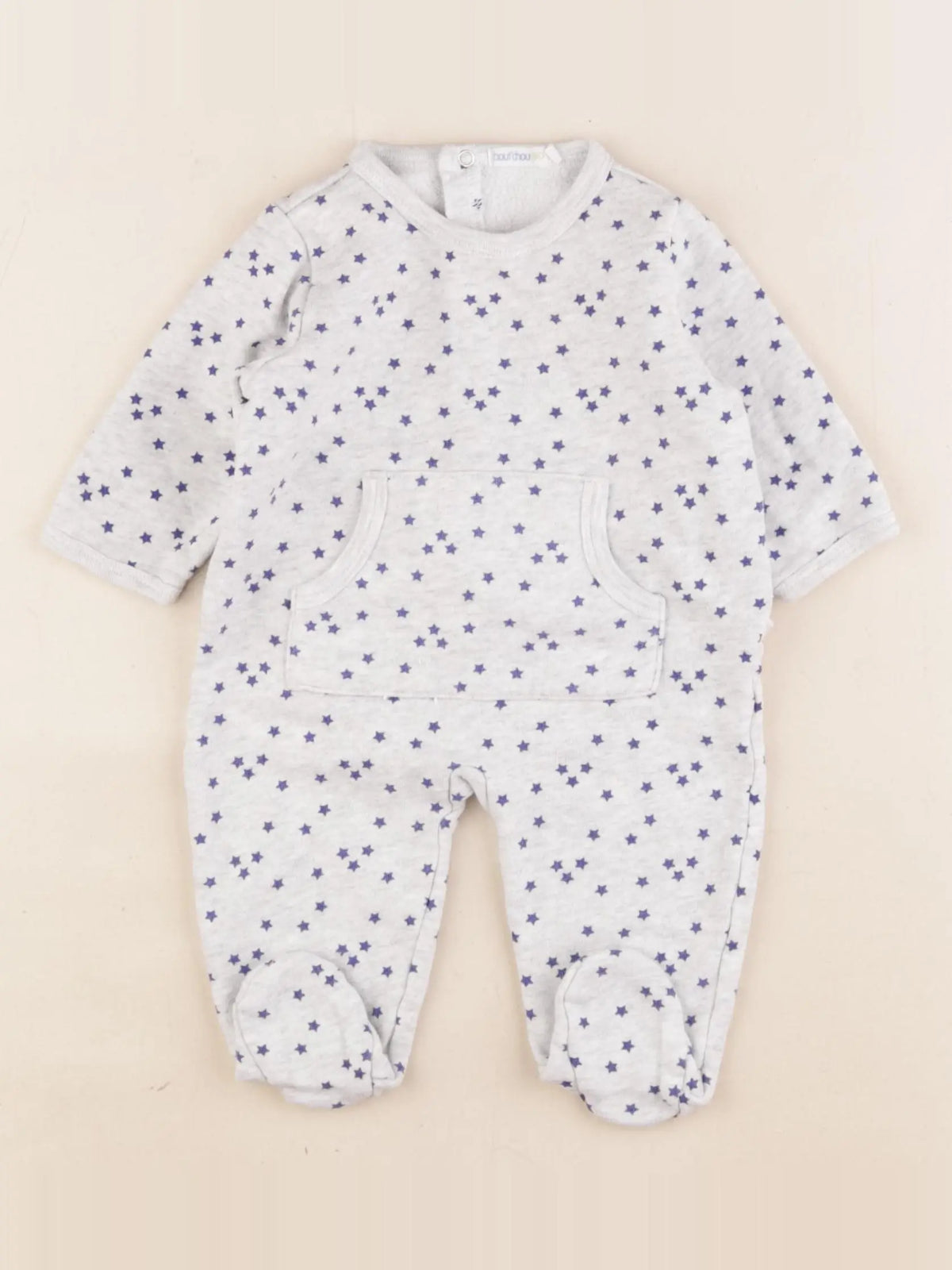 Boutchou - pyjama coton gris, bleu - 3 mois
