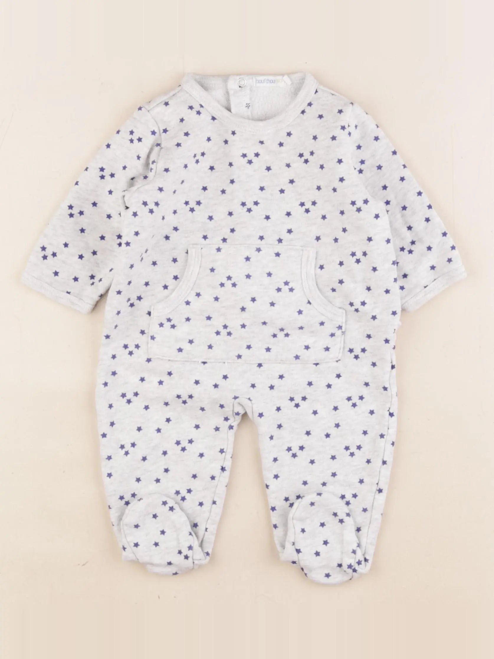 Boutchou - pyjama coton gris, bleu - 3 mois