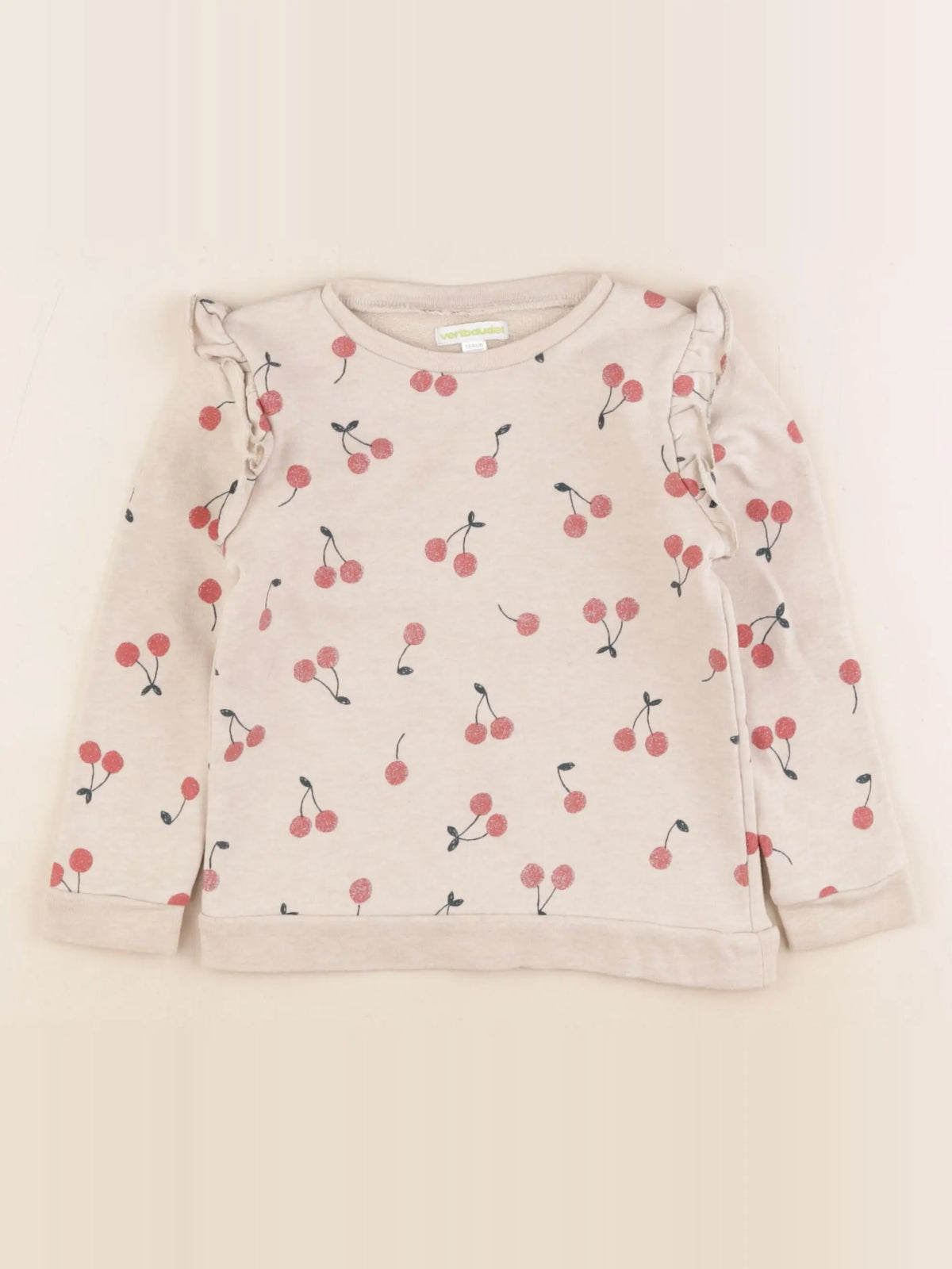 Vertbaudet - sweat beige, rouge - 4 ans