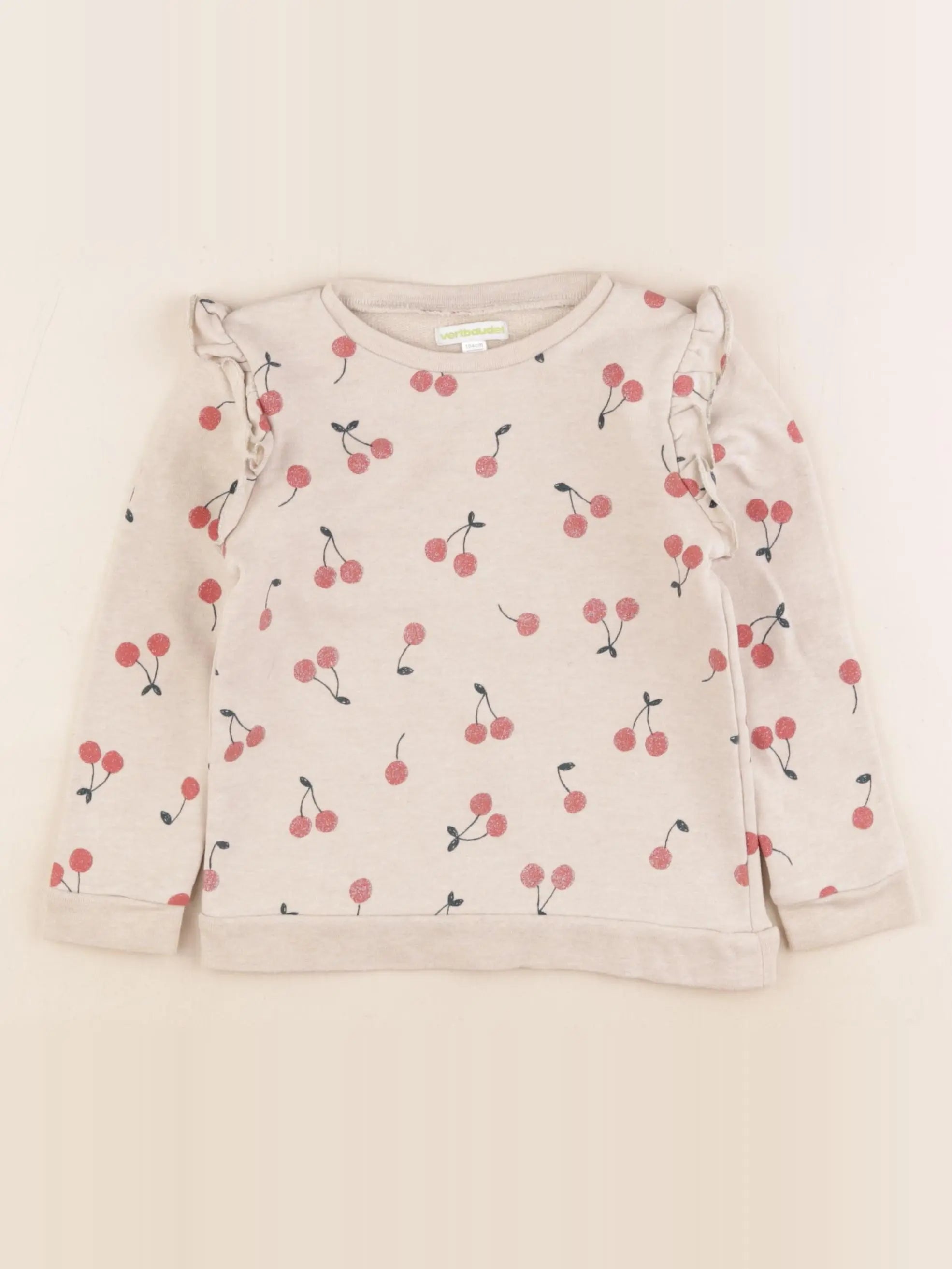 Vertbaudet - sweat beige, rouge - 4 ans
