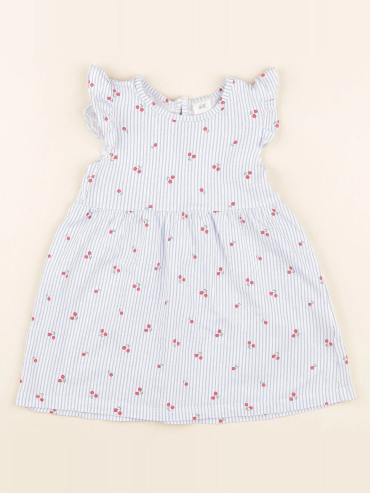 H&M - robe bleu, blanc - 6/9 mois
