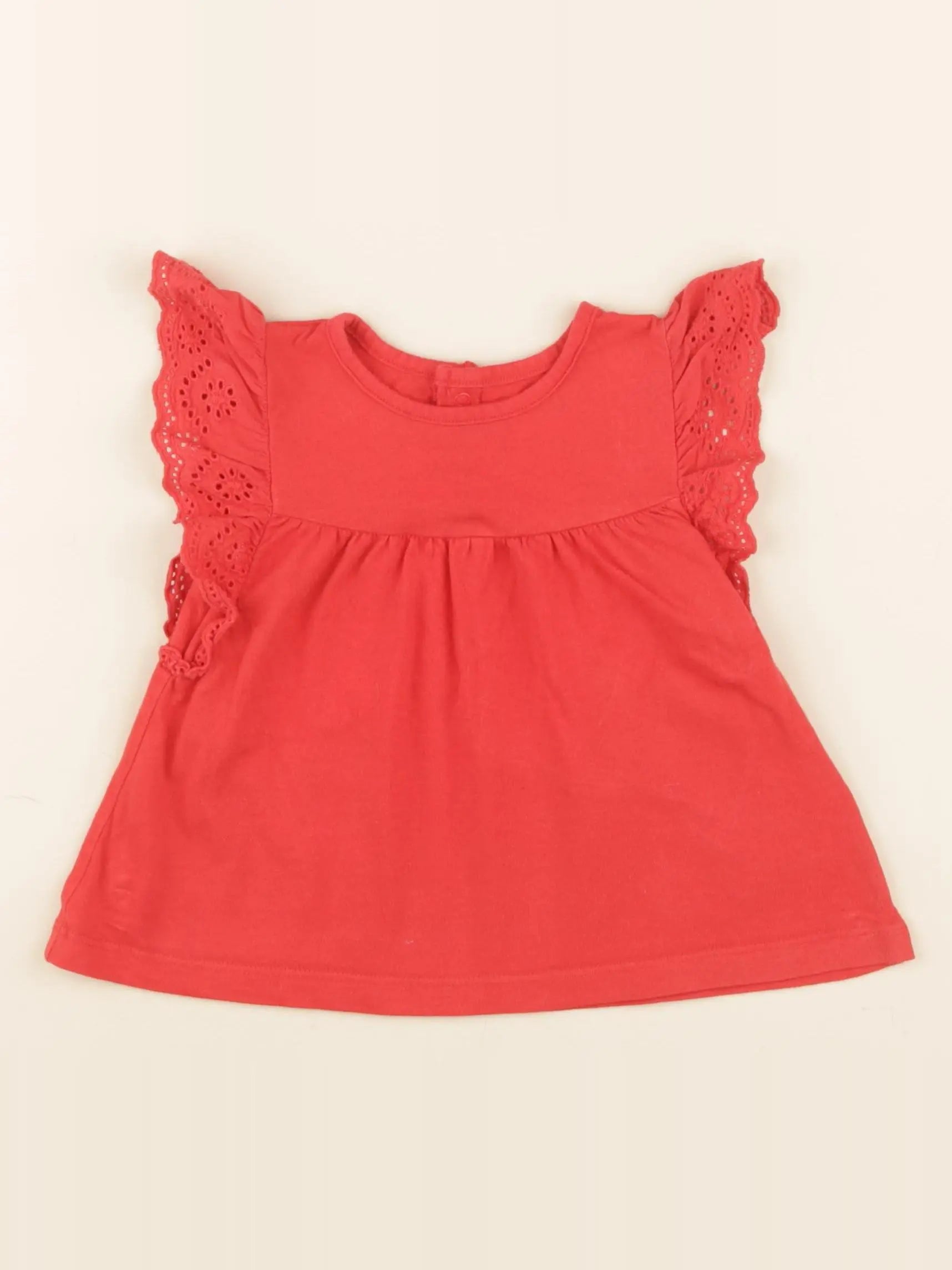 Vertbaudet - tee-shirt rouge - 12 mois