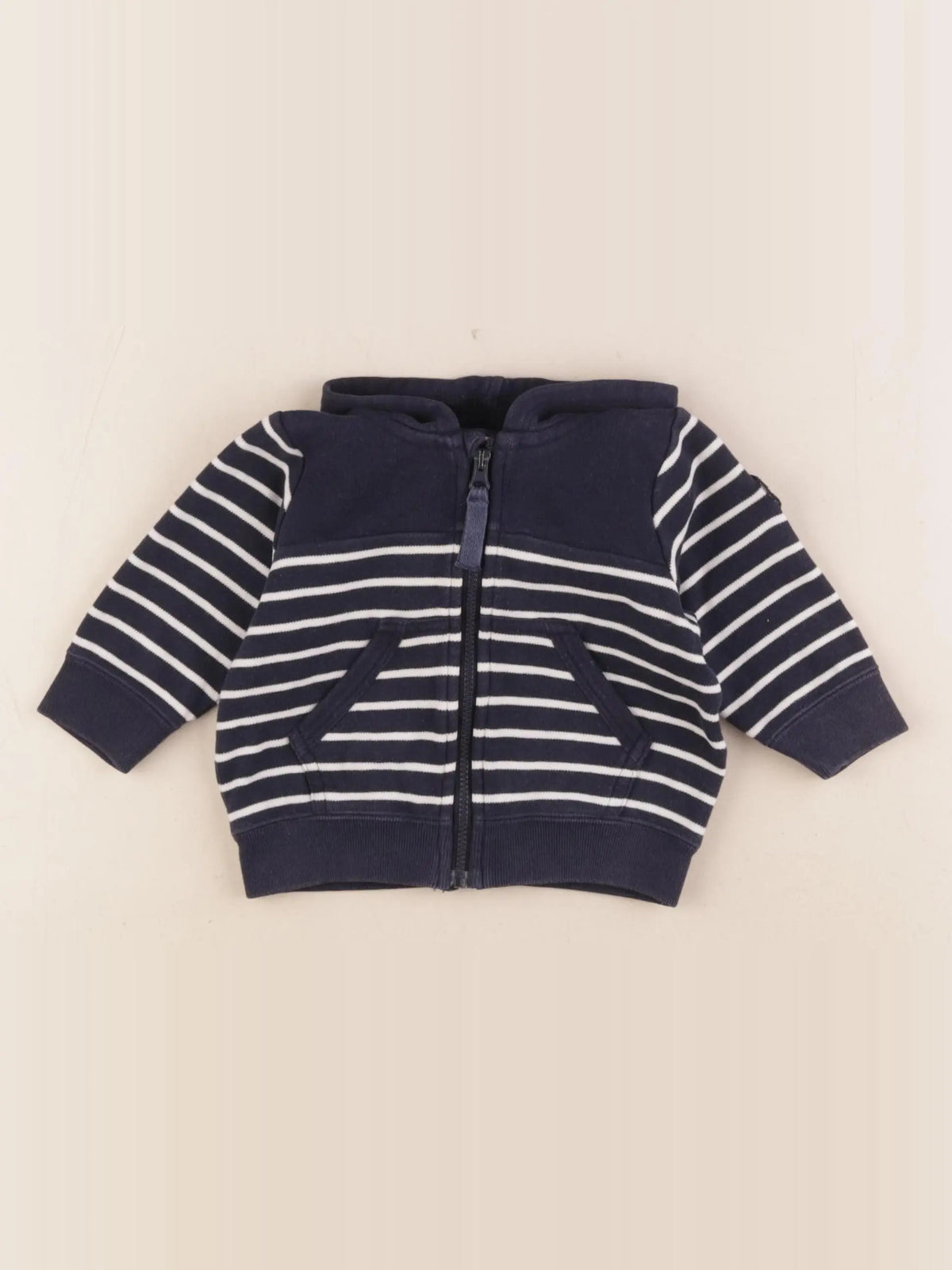 Petit Bateau - sweat blanc, bleu - 6 mois