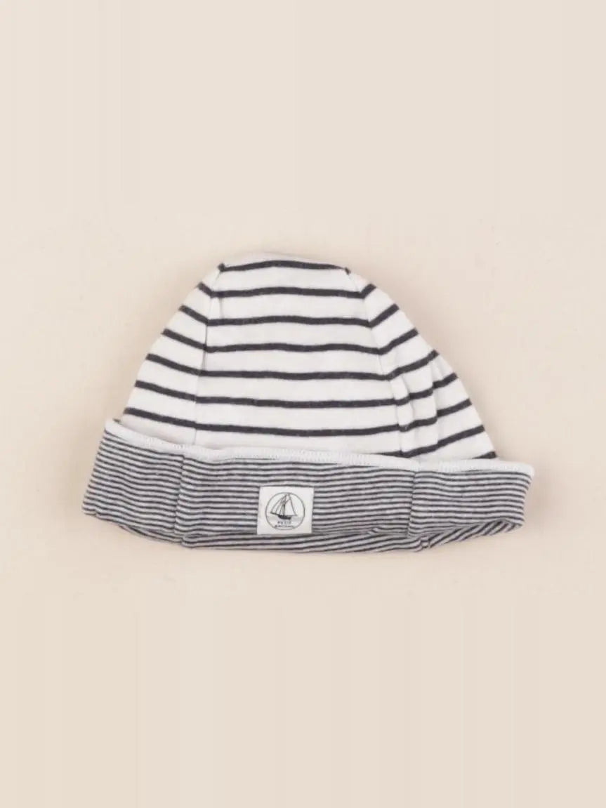 Petit Bateau - bonnet de naissance bleu, blanc - 3 mois