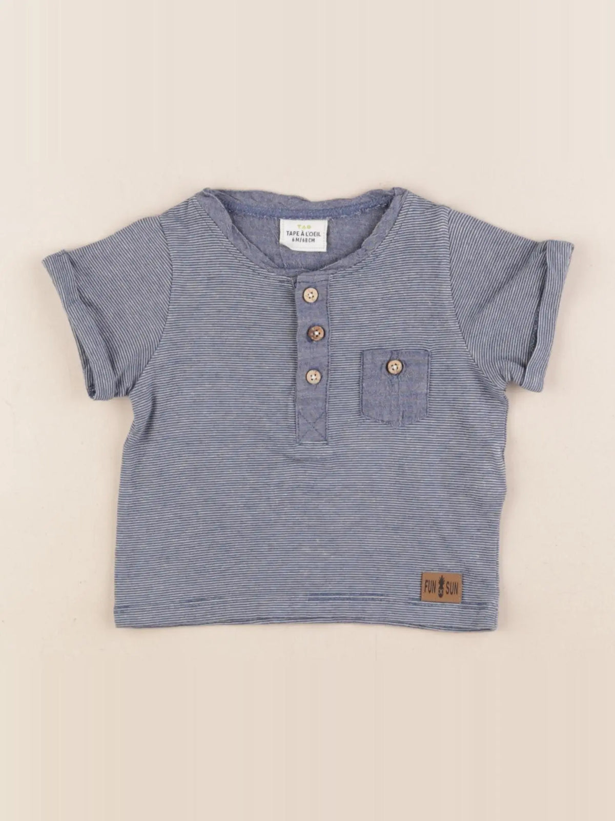 Tape à l'oeil - tee-shirt bleu, blanc - 6 mois