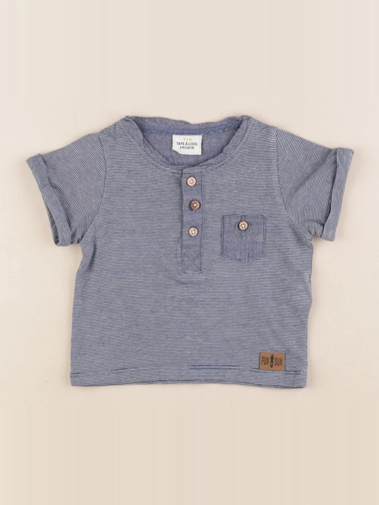 Tape à l'oeil - tee-shirt bleu, blanc - 6 mois