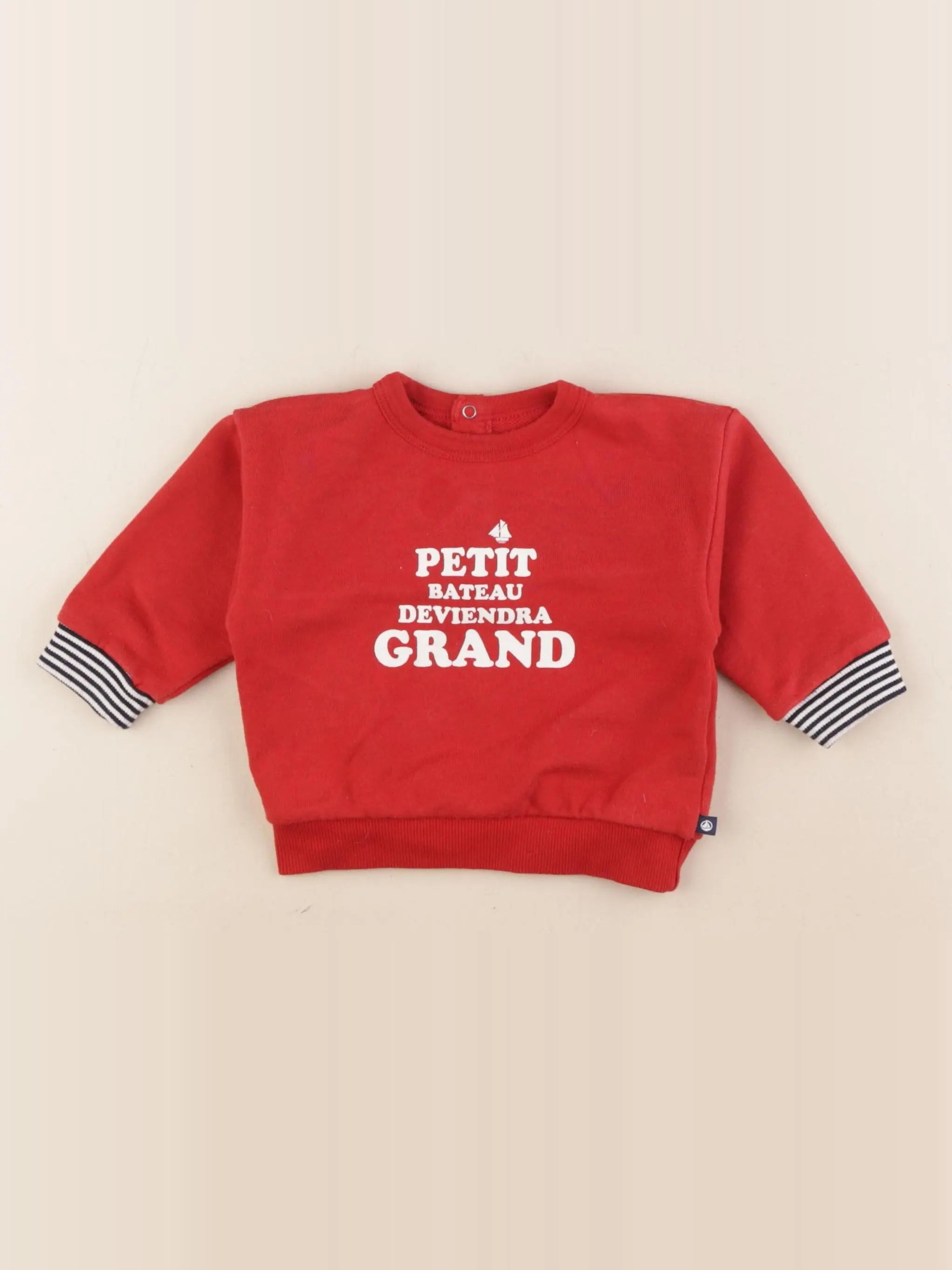 Petit Bateau - sweat rouge - 6 mois
