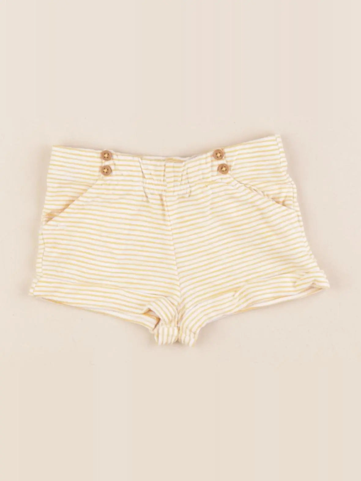 Boutchou - short jaune, blanc - 6 mois
