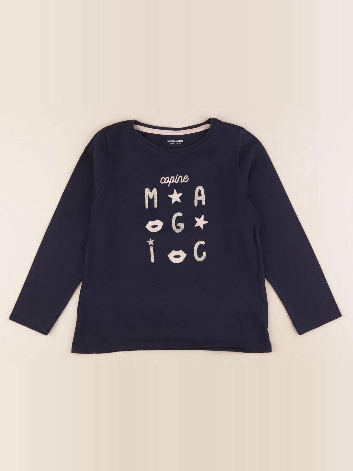 Vertbaudet - tee-shirt bleu, or - 6 ans