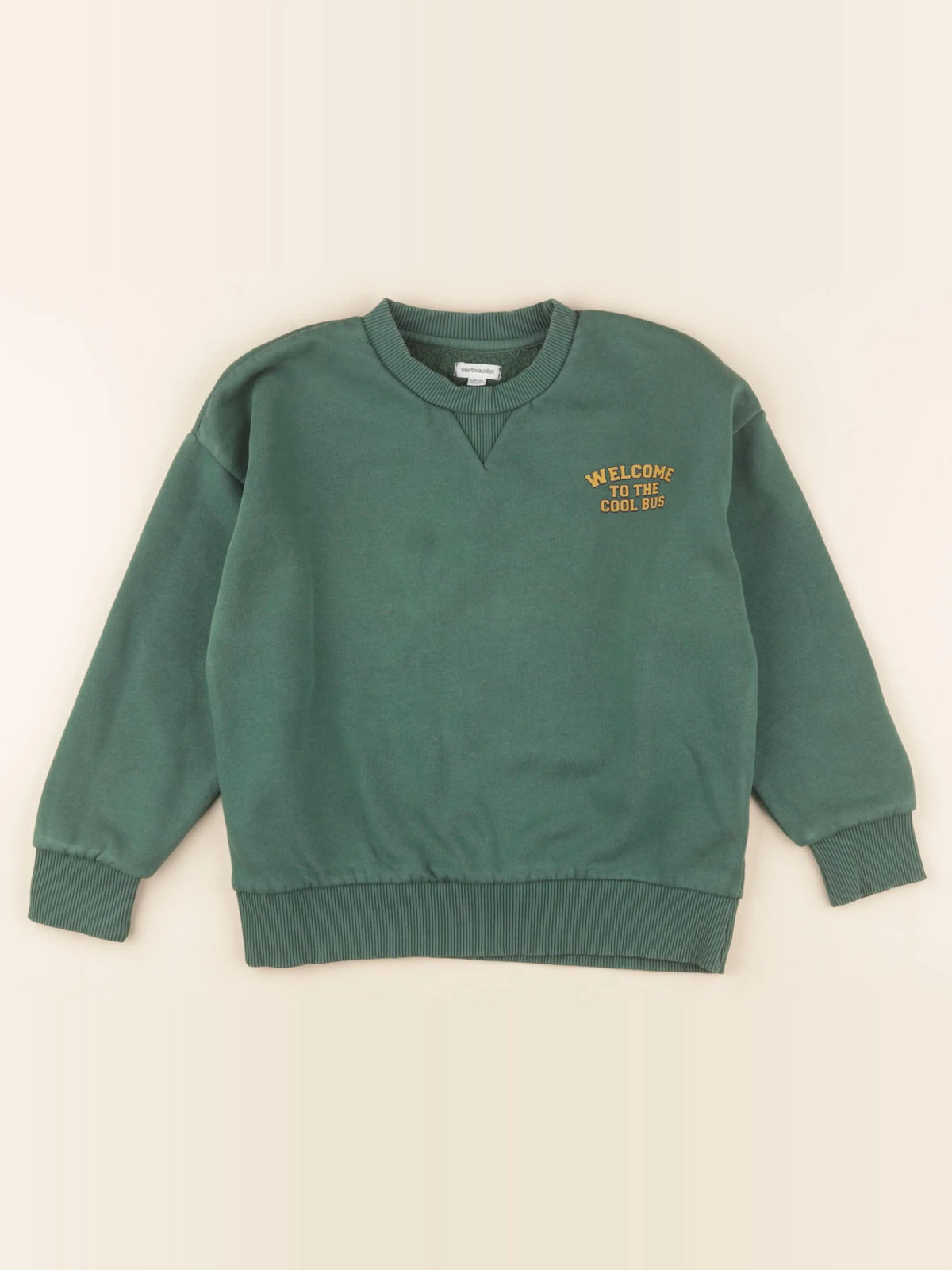 Vertbaudet - sweat imprimé au dos vert - 8 ans
