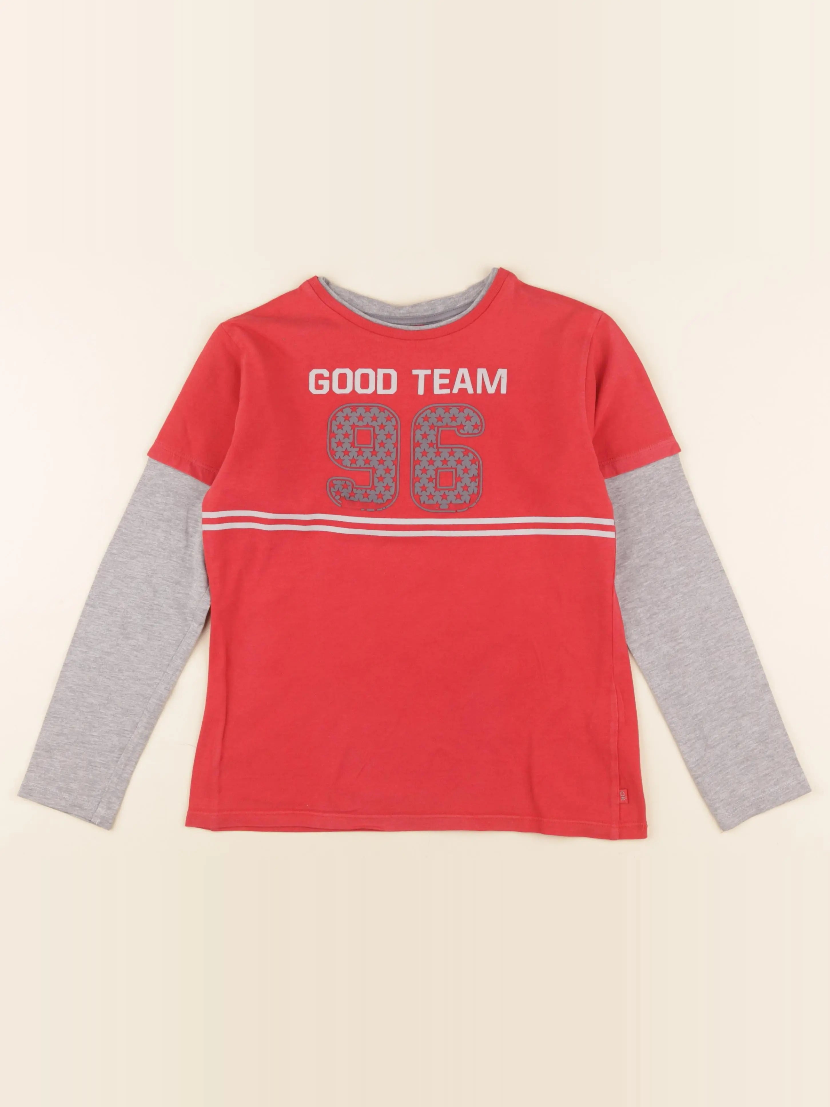 Okaidi - tee-shirt rouge, gris - 8 ans