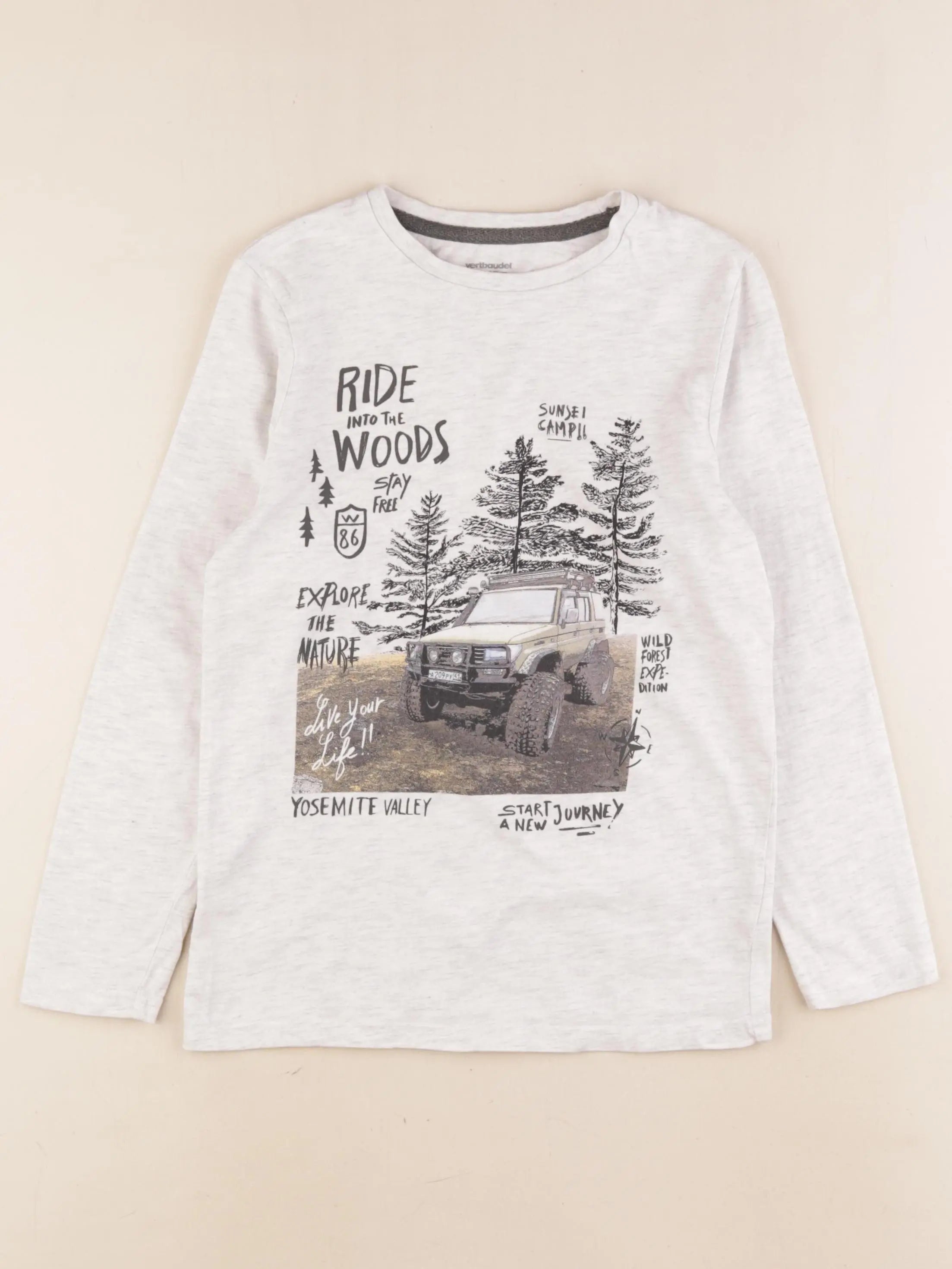 Vertbaudet - tee-shirt beige - 10 ans