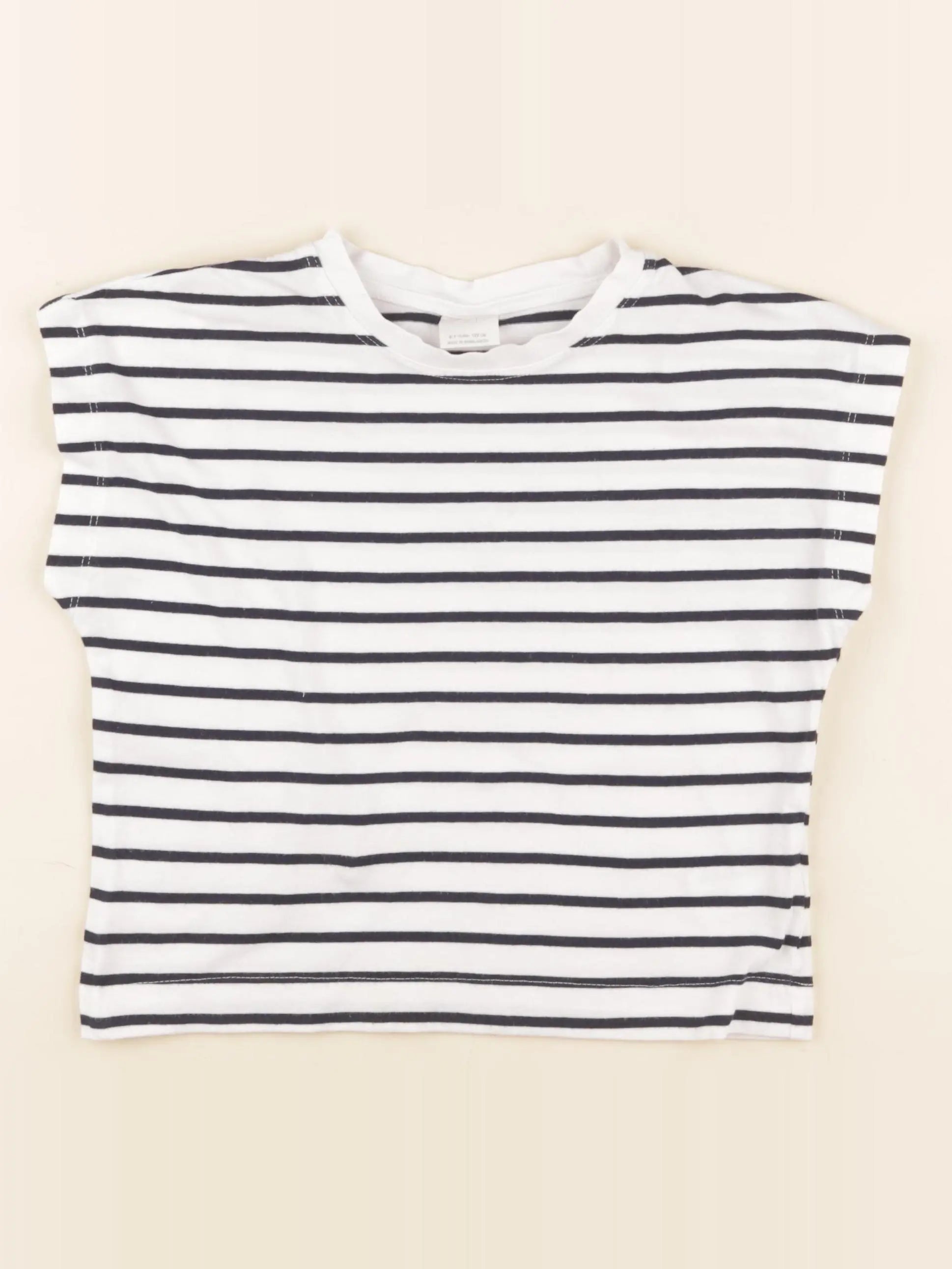Zara - tee-shirt bleu, blanc - 6/7 ans