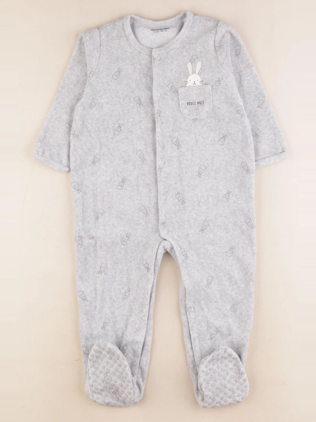 Vertbaudet - pyjama velours gris - 2 ans