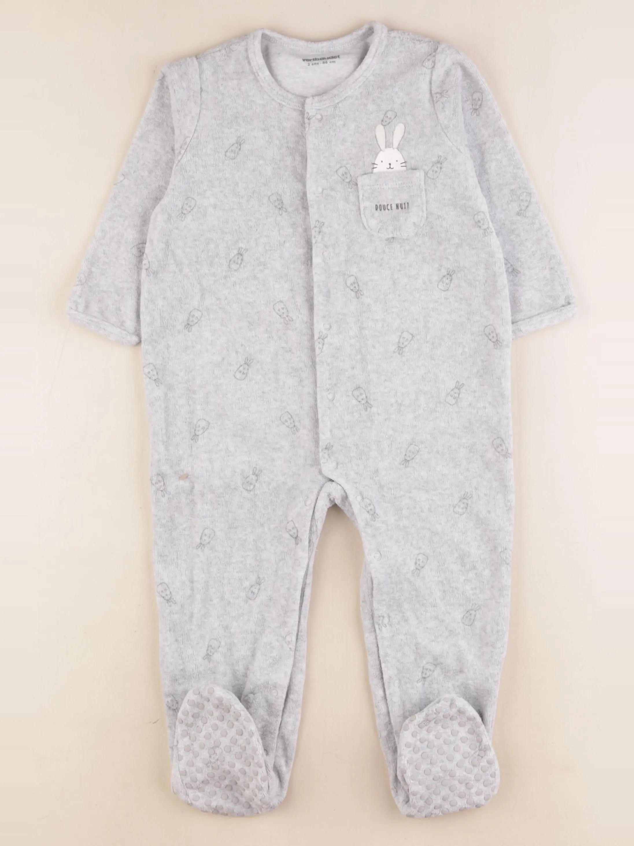 Vertbaudet - pyjama velours gris - 2 ans