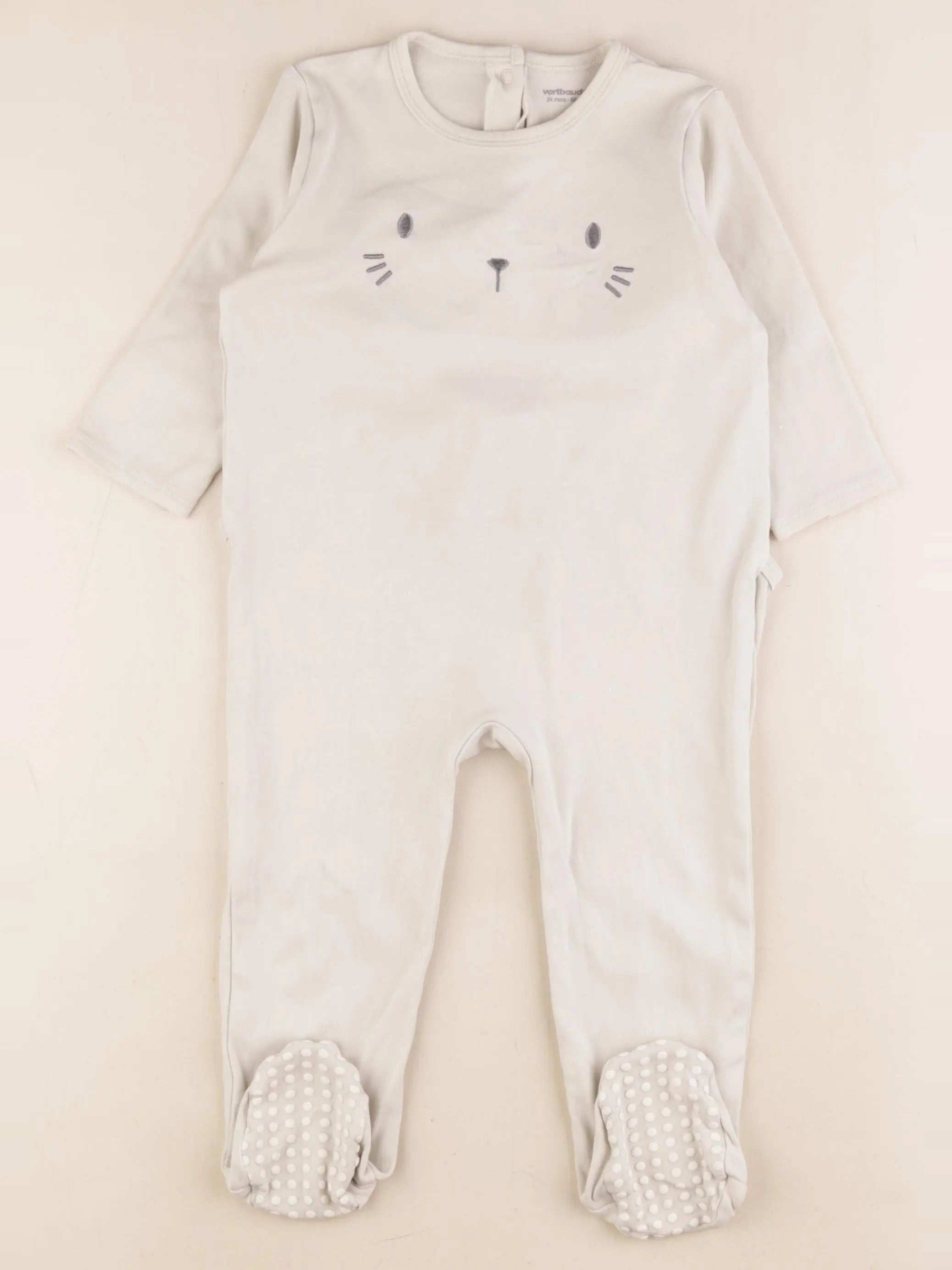 Vertbaudet - pyjama coton beige - 24 mois
