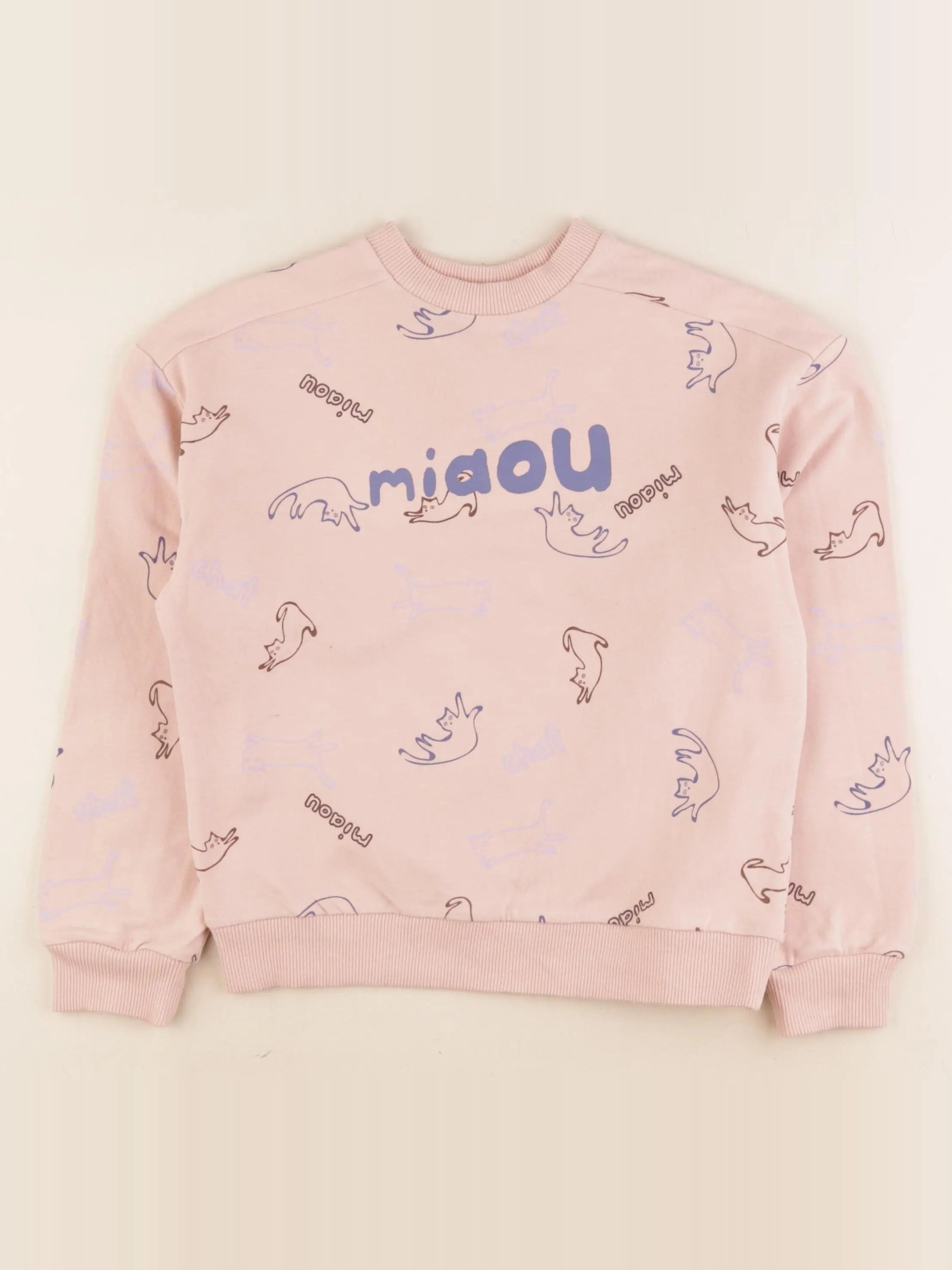 Maison Tadaboum - sweat bleu, rose - 8/9 ans