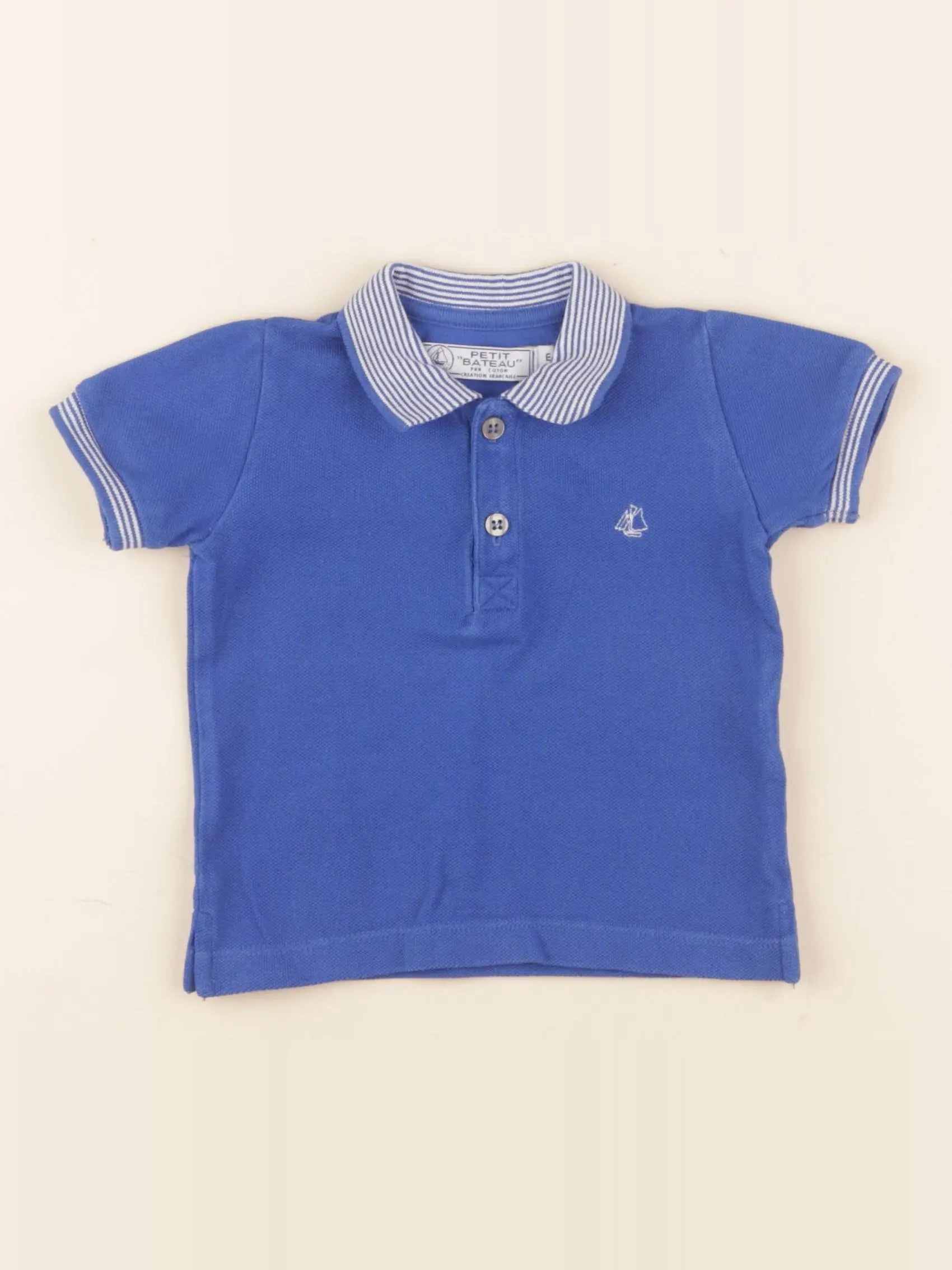 Petit Bateau - polo bleu - 12 mois