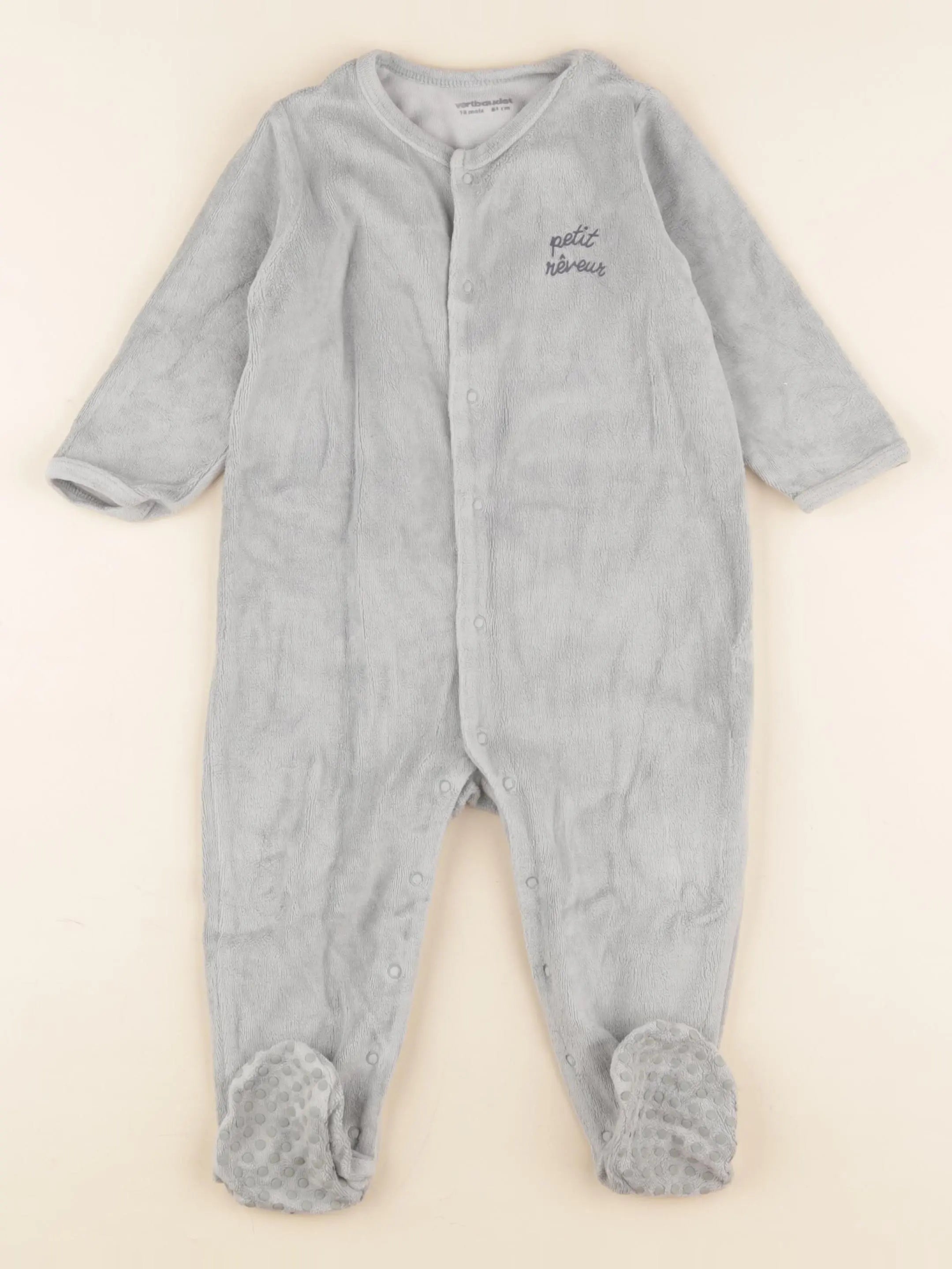 Vertbaudet - pyjama velours vert - 18 mois