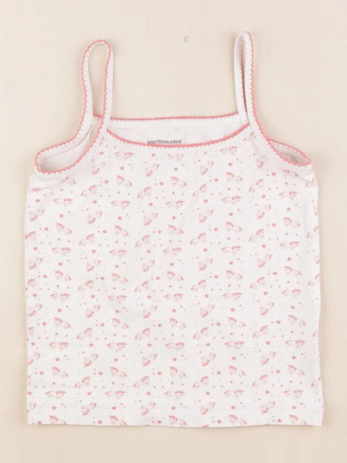 Vertbaudet - maillot de corps blanc, rose - 4 ans