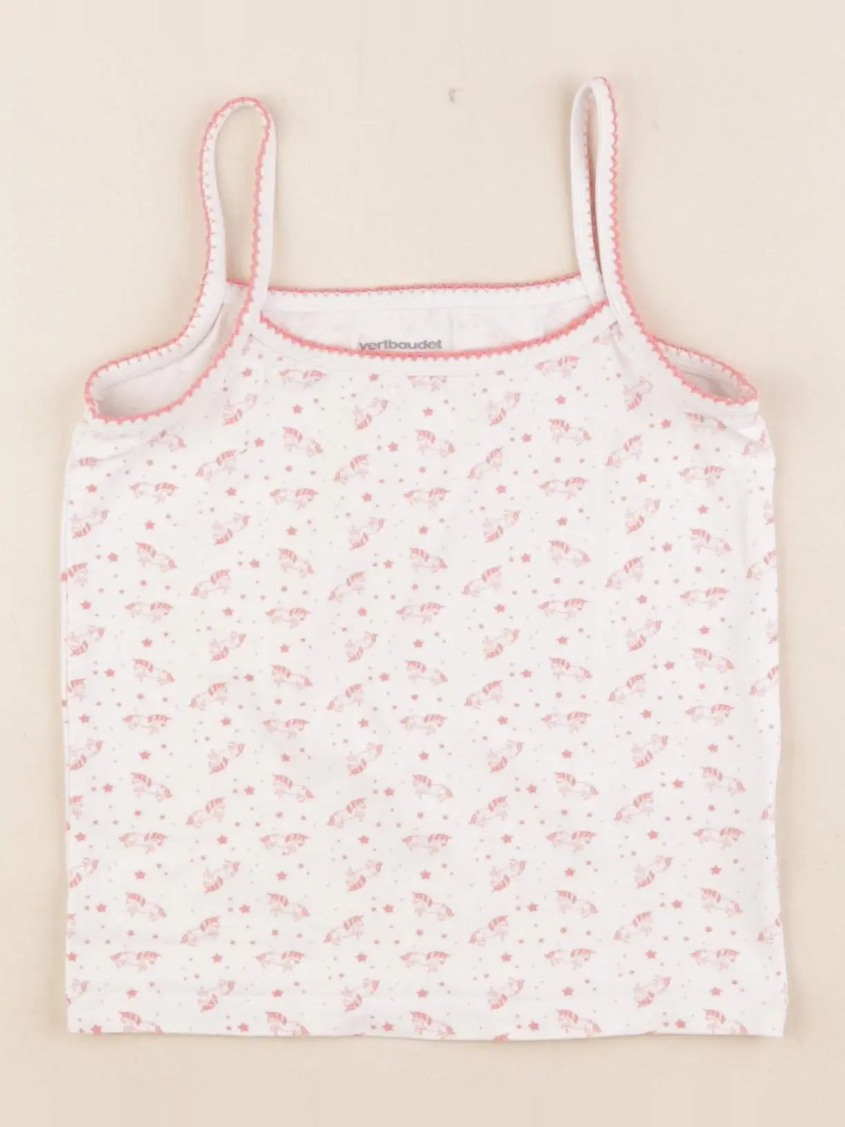 Vertbaudet - maillot de corps blanc, rose - 4 ans