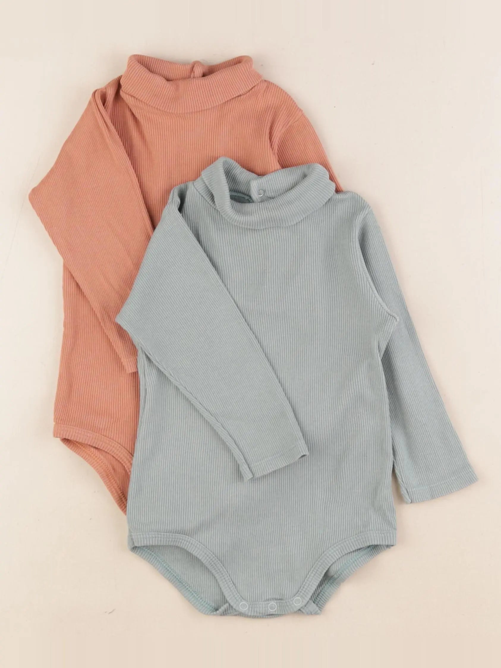 Petit Bateau - lot de 2 bodies en coton orange, vert - 12 mois