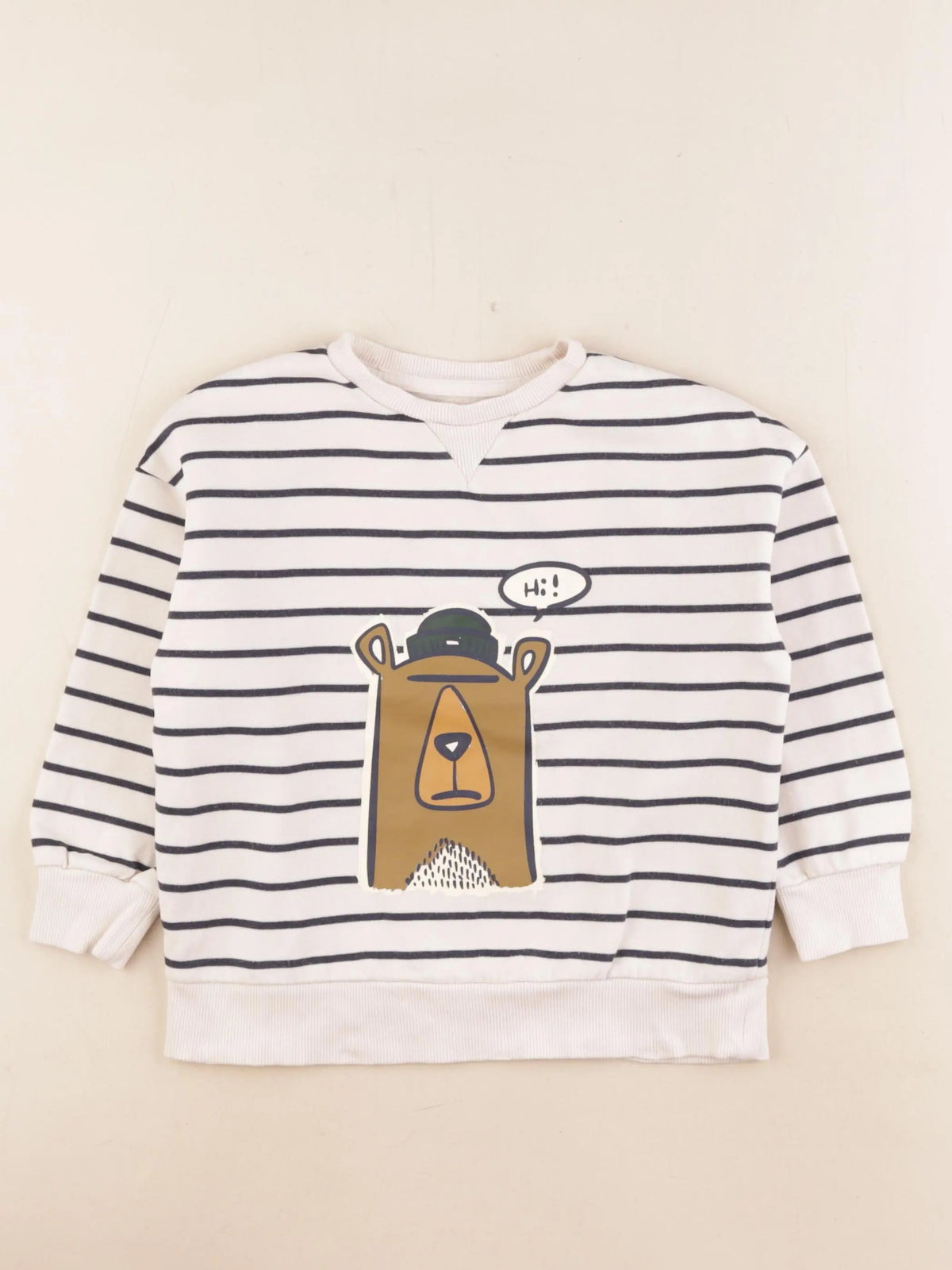 Vertbaudet - sweat bleu, beige - 5 ans
