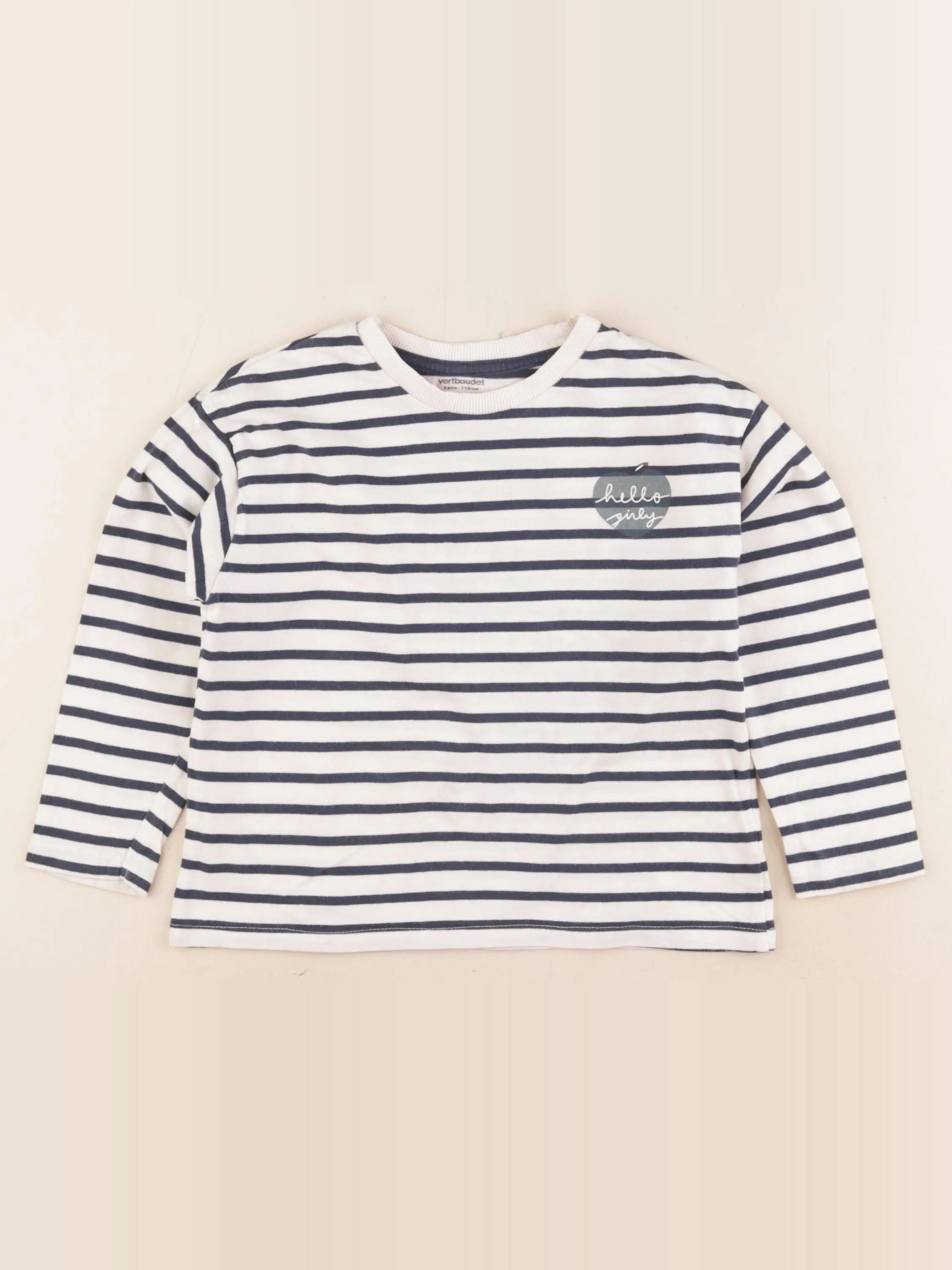 Vertbaudet - tee-shirt beige, bleu - 6 ans
