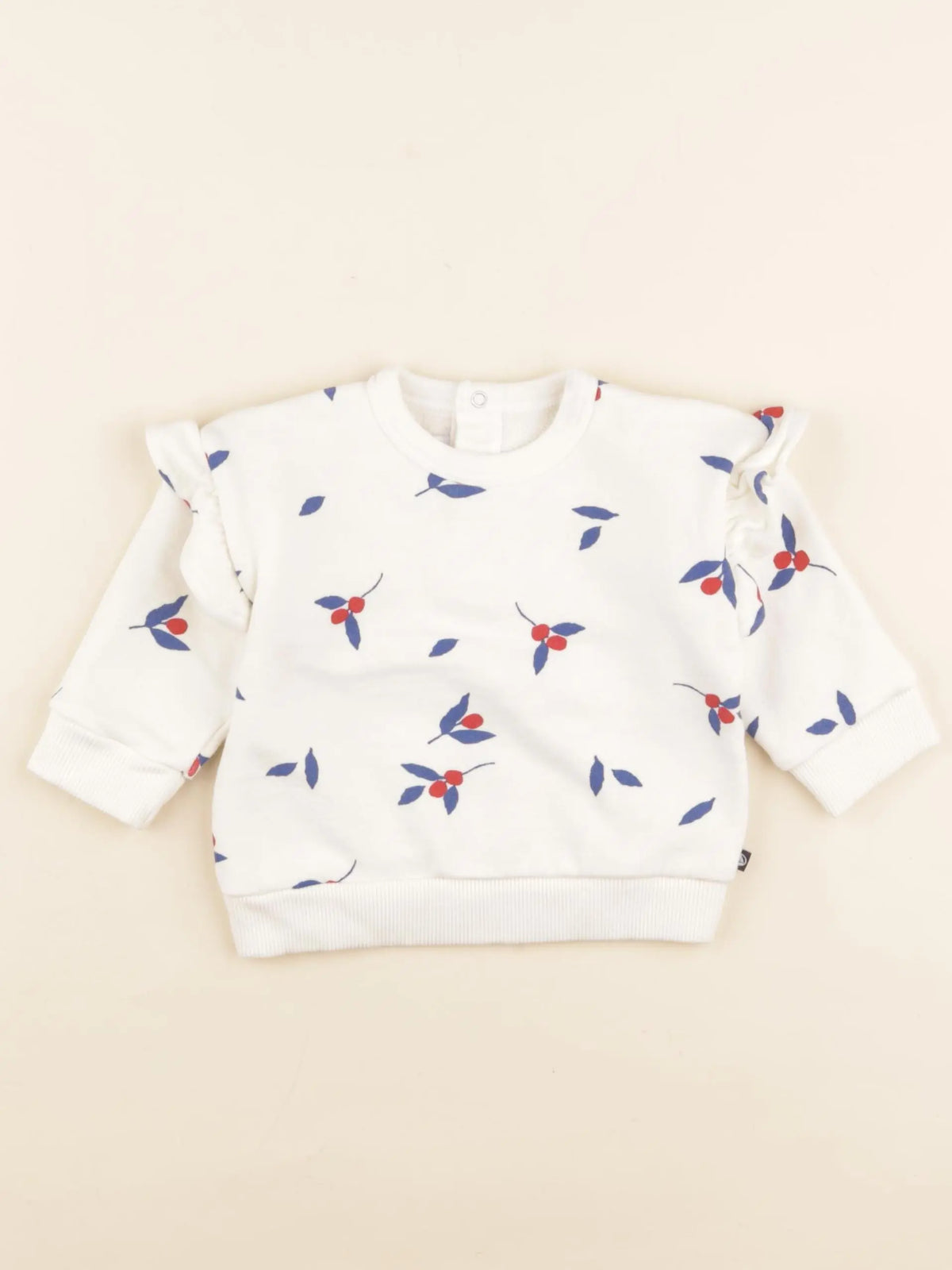 Petit Bateau - sweat beige, bleu - 6 mois