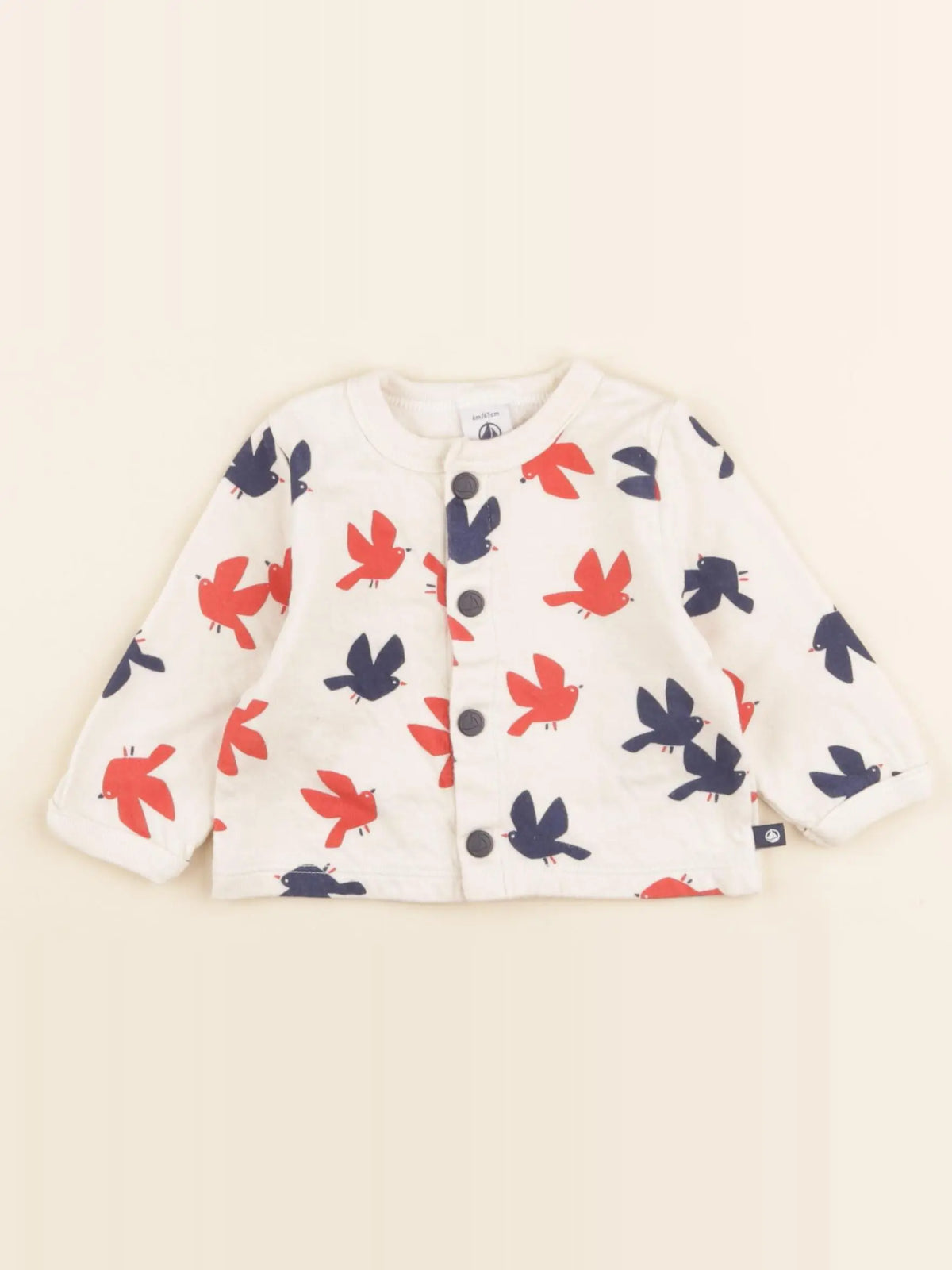 Petit Bateau - sweat beige, bleu - 6 mois