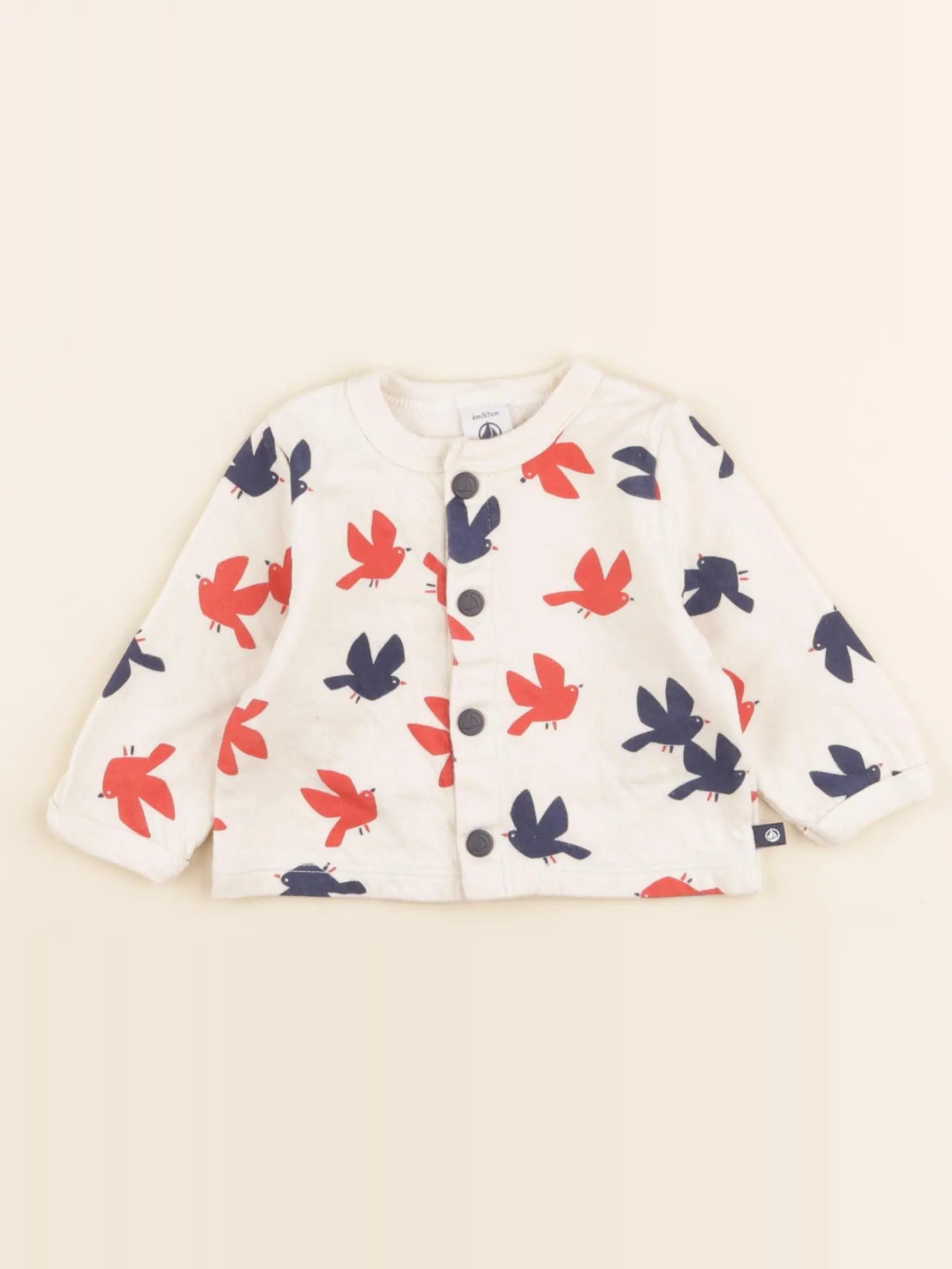 Petit Bateau - sweat beige, bleu - 6 mois