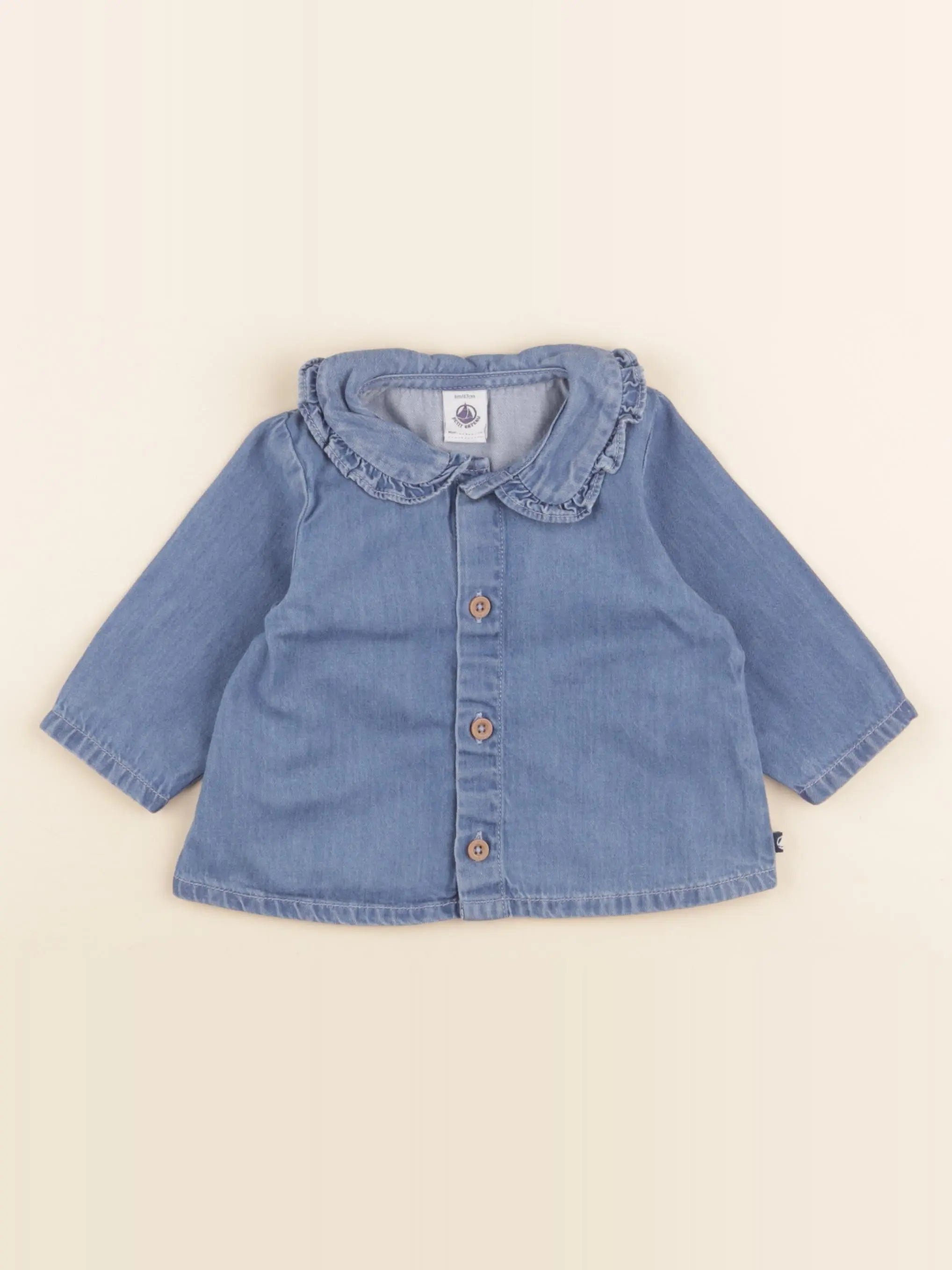 Petit Bateau - blouse bleu - 6 mois