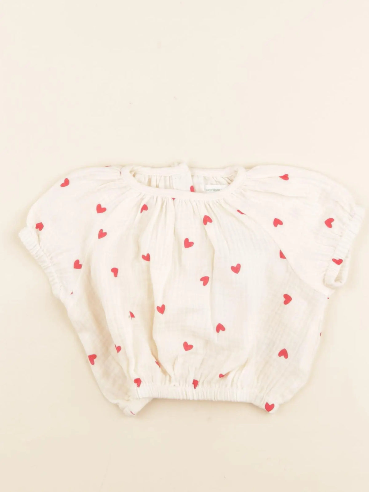 Vertbaudet - blouse beige, rouge - 6 mois