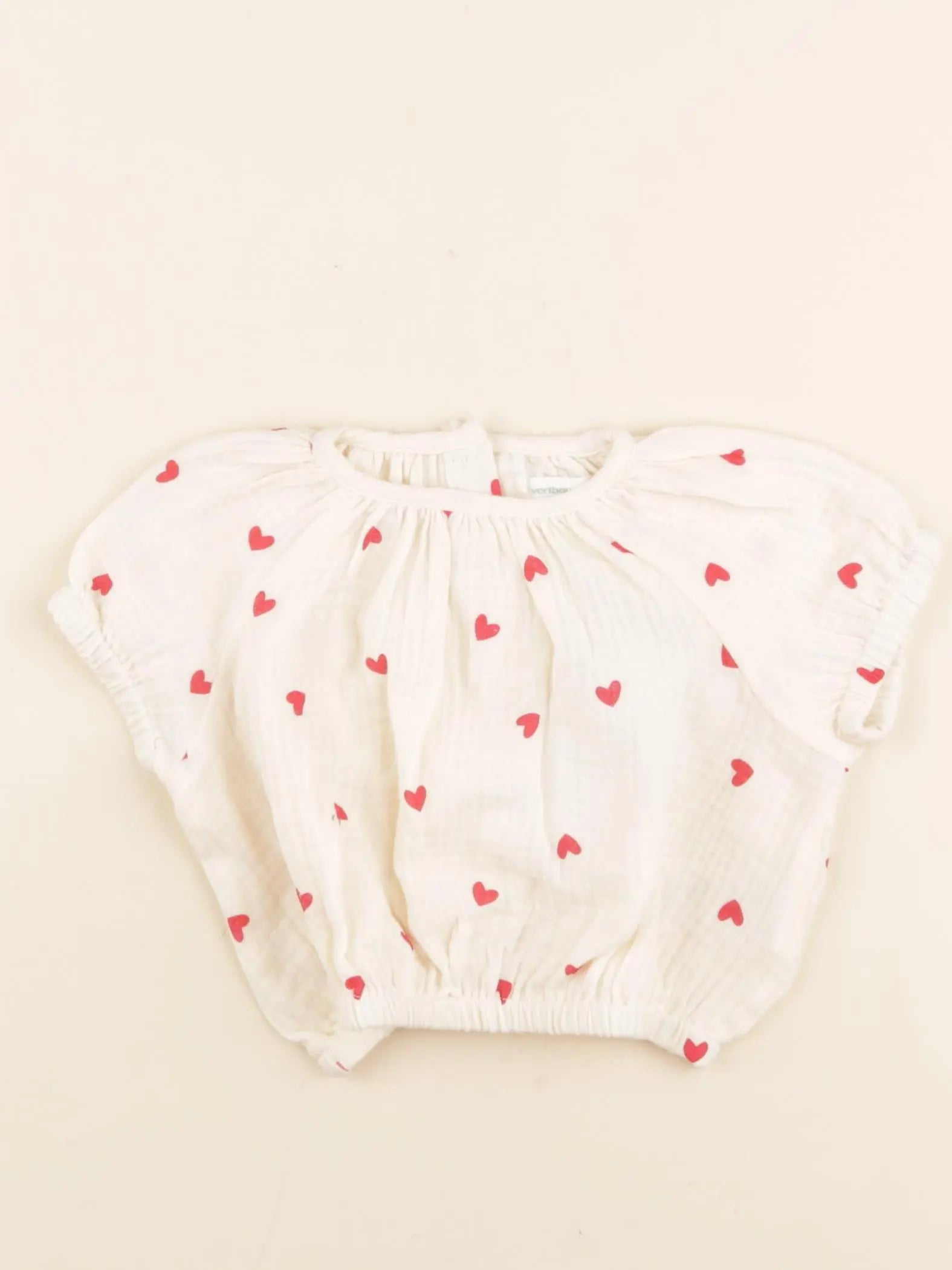 Vertbaudet - blouse beige, rouge - 6 mois