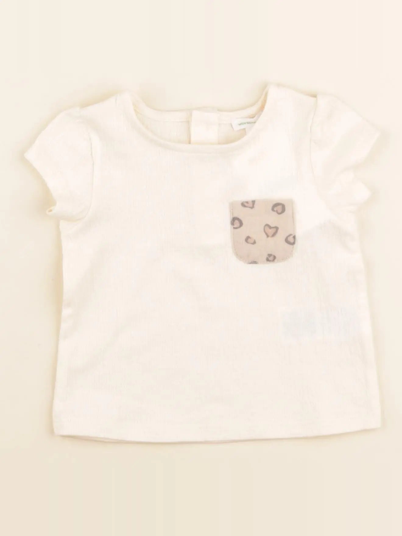 Vertbaudet - tee-shirt beige - 6 mois