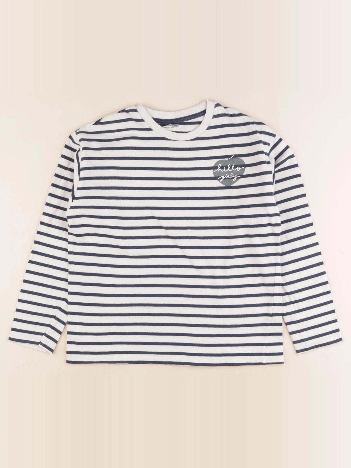 Vertbaudet - tee-shirt bleu, beige - 10 ans
