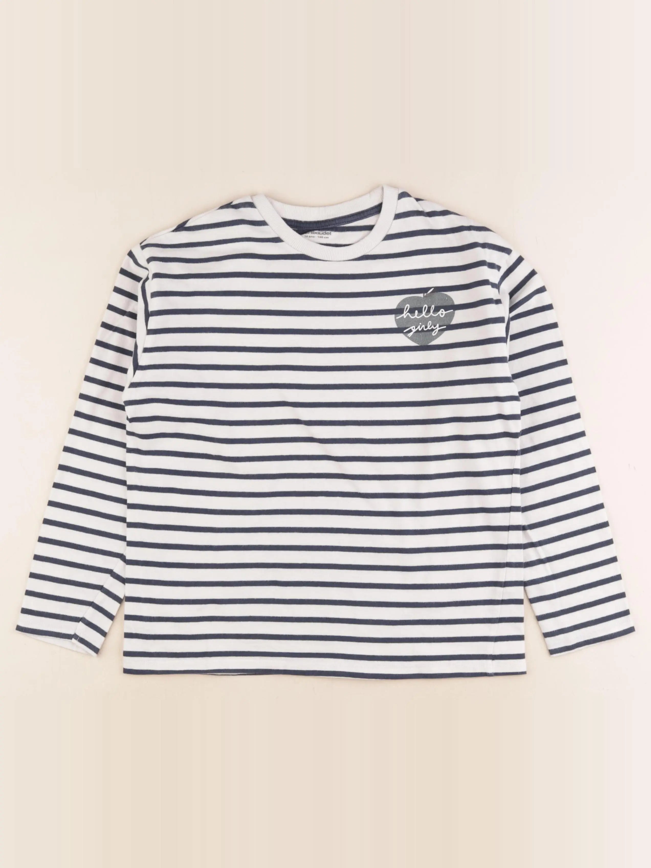 Vertbaudet - tee-shirt bleu, beige - 10 ans